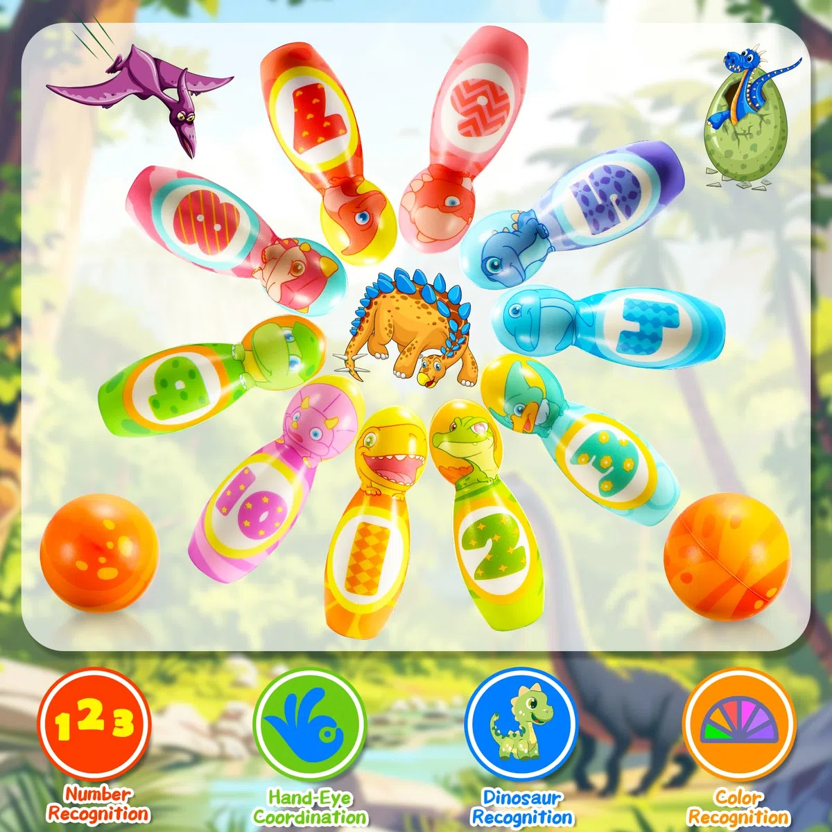 Hapikids Jeux Extérieur Enfant 2 3 4 5 Ans, Set Bowling de 12 Pièces, Jouet Enfant 2 3 Ans, Bowling pour Enfants Jeux Enfant 3 Ans Cadeau Enfant 3-9 Ans Jeux Montessori 2 3 4 Ans Jeux de Quilles