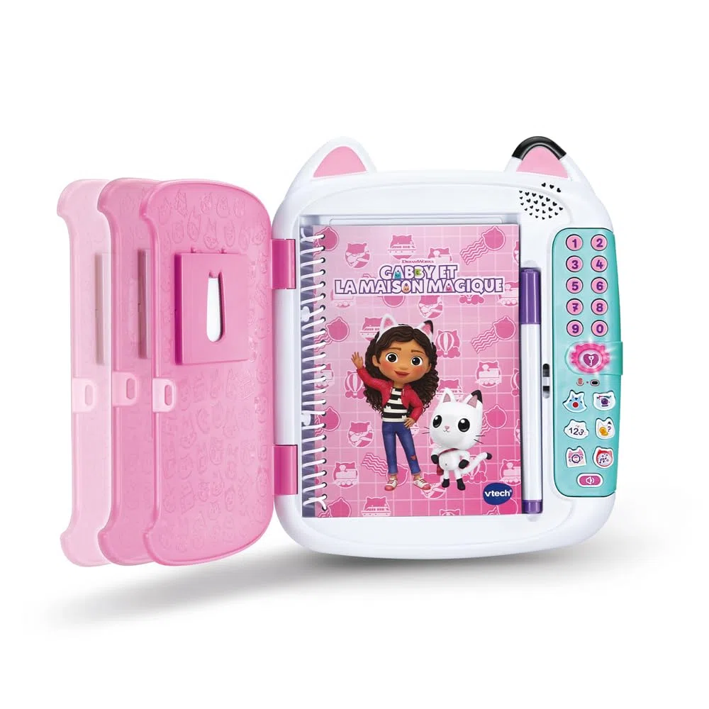 VTech - KidiSecrets Mon Journal Intime Gabby et La Maison Magique - Journal Intime Électronique avec Code Secret, Carnet, Feutre et 6 Jeux Gabby Chat - Cadeau Enfant Dès 5 Ans - Contenu en Français
