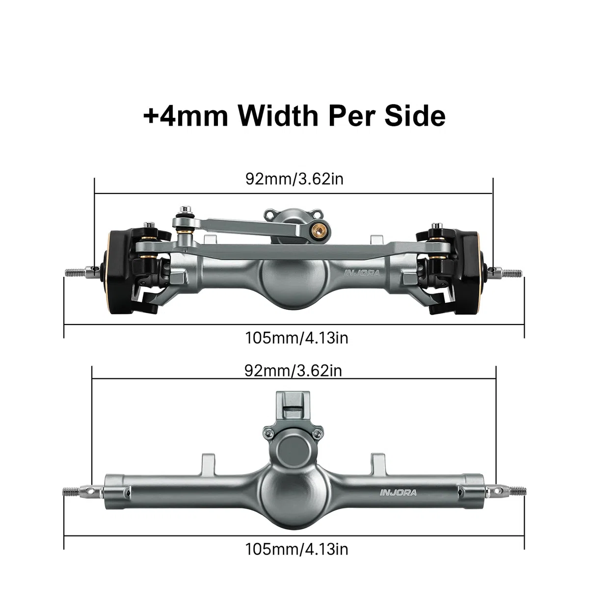 INJORA +4mm Essieux Planet de avec Arbres à Double Articulation et Phalanges de Direction en Laiton pour Mise à Niveau 1/24 Axial SCX24 (Titane)