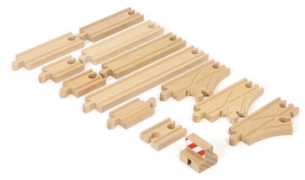 BRIO World - 33394 - Coffret de Démarrage 13 Rails - Pack B - Accessoire pour circuit de train en bois - Assortiment de rails - Jouet mixte à partir de 3 ans