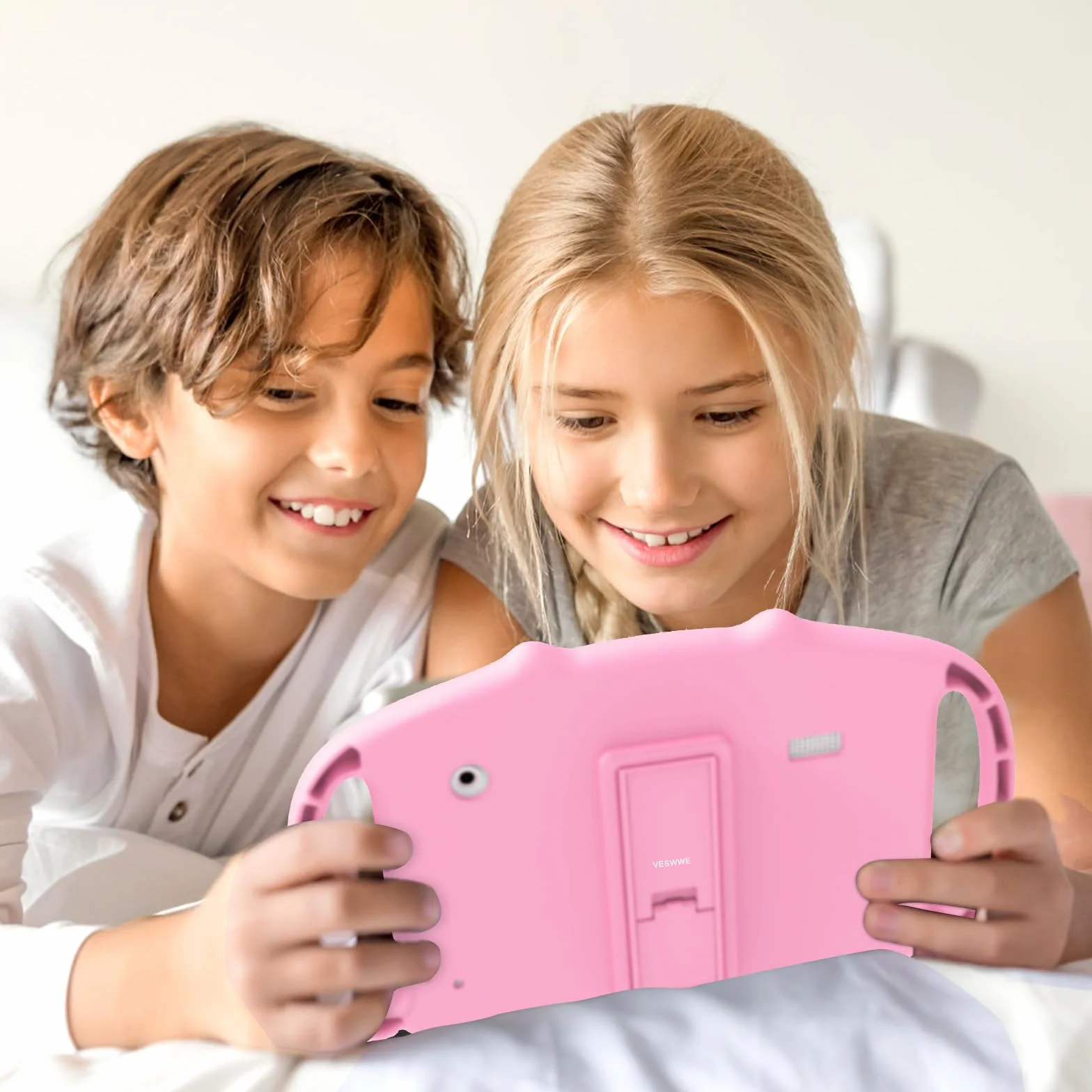 Tablette pour Enfant 7 Pouces Android avec WiFi 2Go RAM 32Go ROM, Contrôle Parental, Double Caméra, Kid-Proof Étui (Rose)