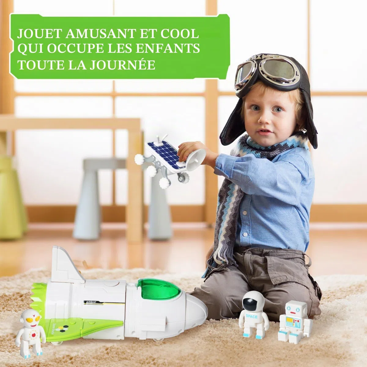 Spaceshuttle Mission Spatiale Fusée Jouet de Vaisseau Spatial avec et Son, 3 Figurines d'astronaute, Cockpit à charnière, spuff