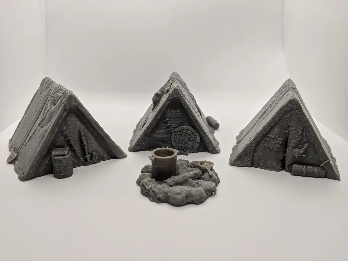 Ensemble de camping d'aventurier | 28 mm échelle 1/56 miniature | RPG Figurine de table Modélisation de paysage Wargaming Fantasy Diorama Wargames Model Paysage Terrain Scatter Jeu de rôle Imprimé 3D