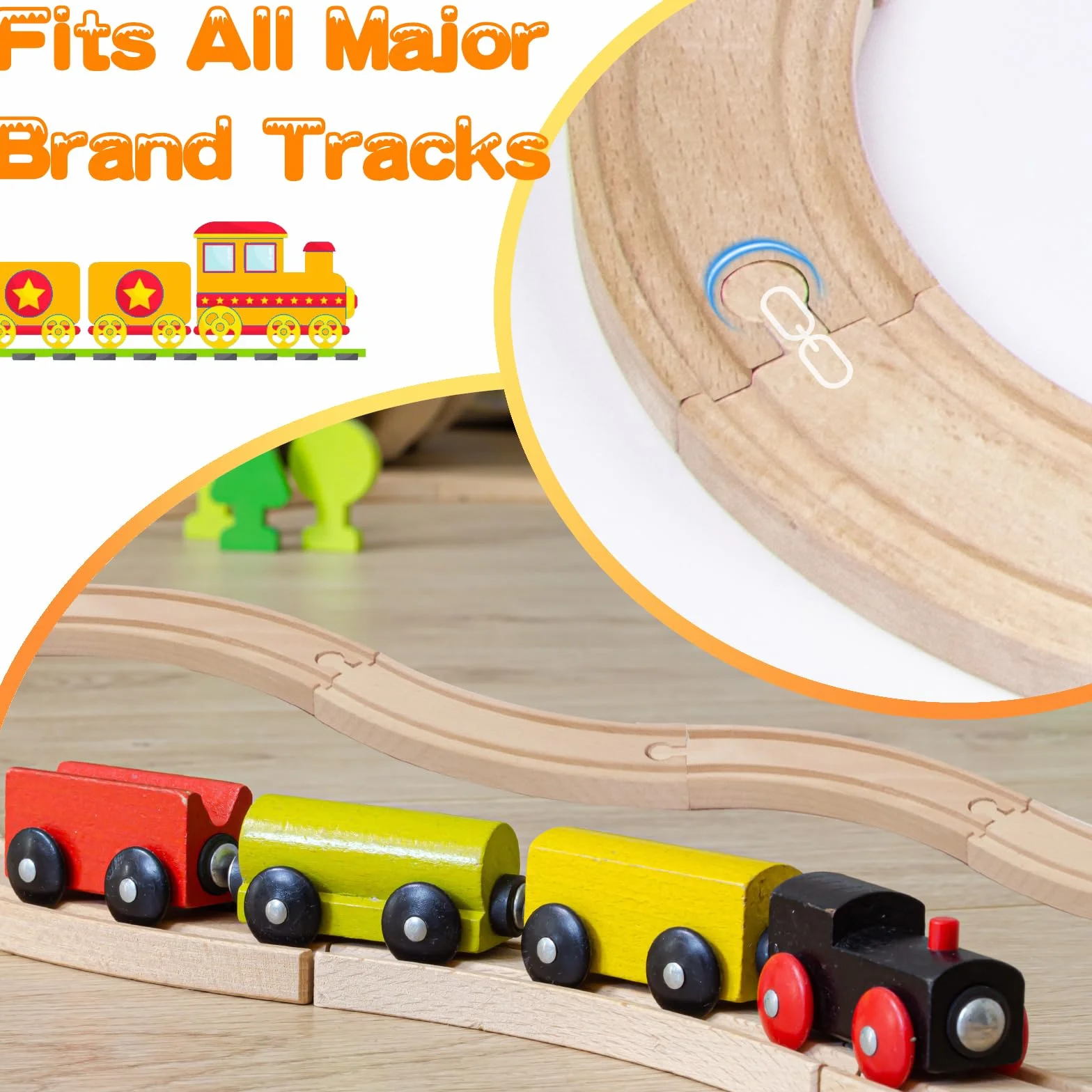 Kit de rails en bois, compatible avec tous les accessoires de chemin de fer en bois et rails en bois, robustes et durables, kit d'extension pour modélisme, jeu créatif pour enfants à partir de 3 ans