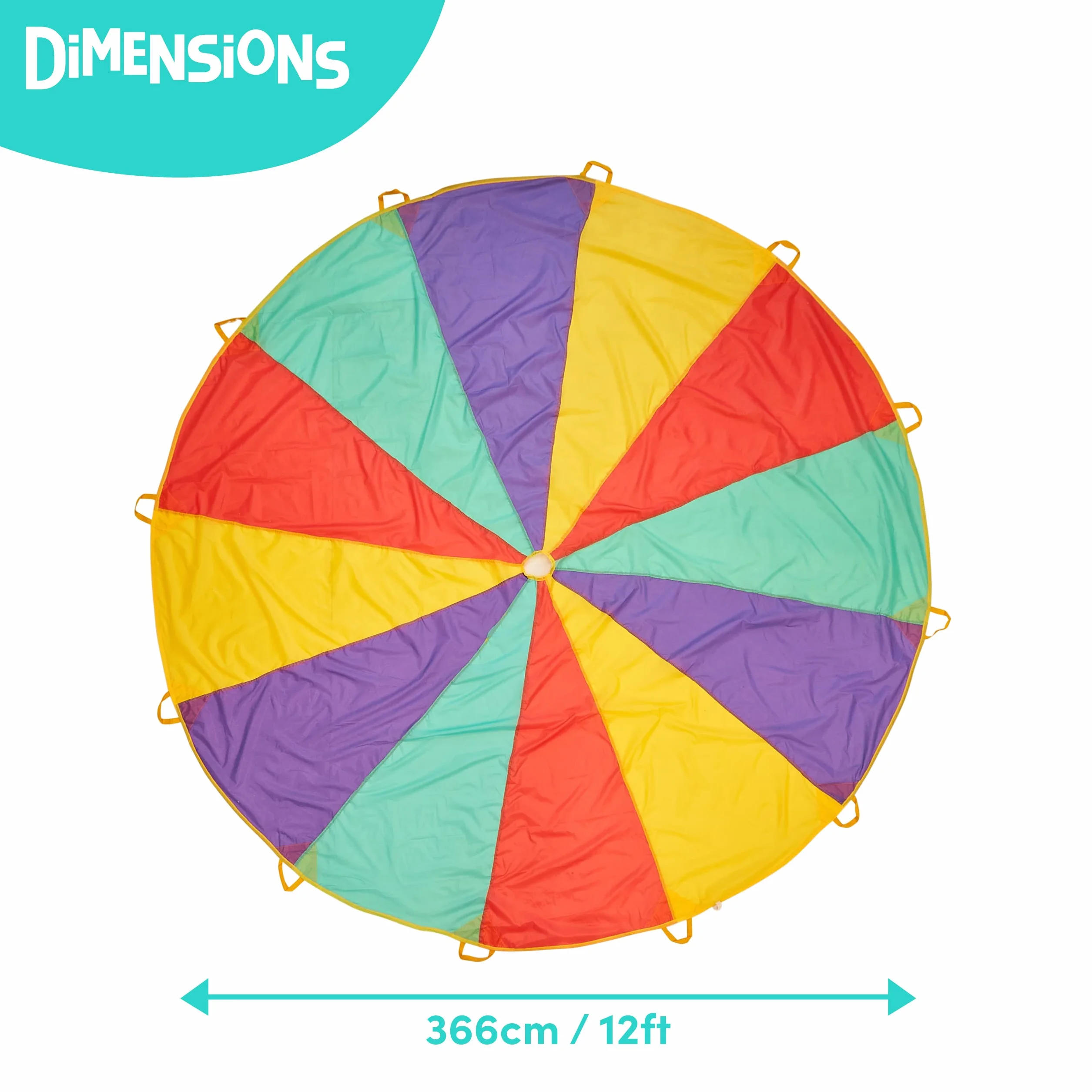 THE TWIDDLERS XL Grande Tente de Parachute Arc-en-Ciel avec 12 Poignées pour Garçons & Filles - 3,7m - École & Jeu Extérieur, Anniversaire Enfants