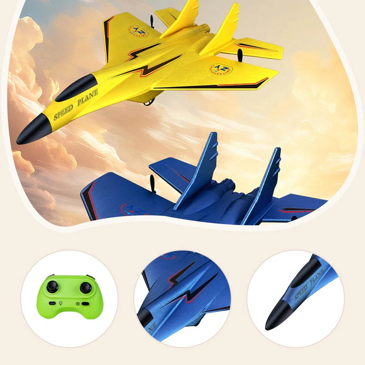 Baoblaze Avion Planeur Télécommandé Jouet Volant avec LED Planeur Modèle Multifonction Plane Glider à Double Moteur Matériau Solide Stabilité Automatique A, Bleu