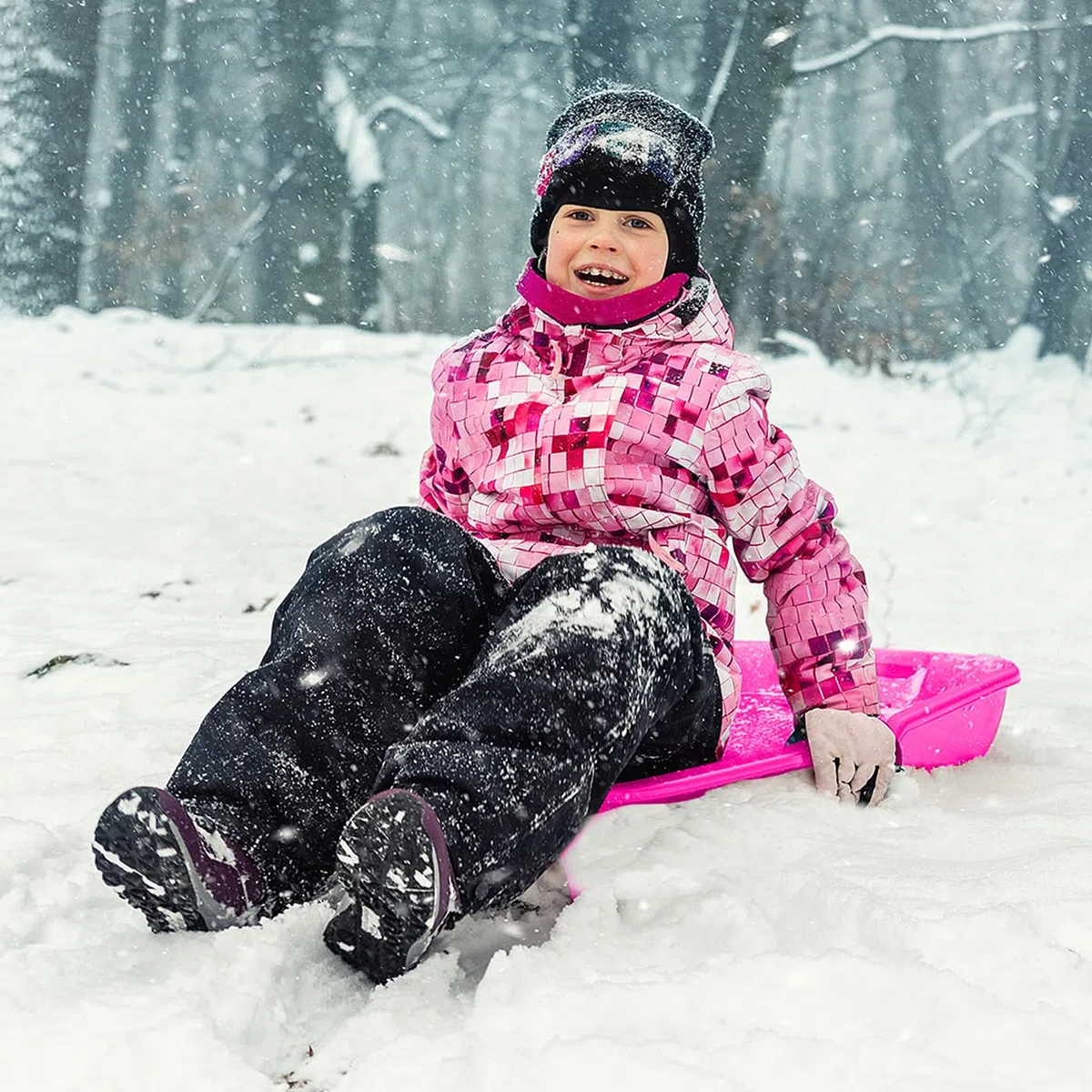 JAMARA 461127 Snow Play Bob Karol 80 cm en Plastique, Corde à Tirer, Poids léger, Moins de 1 kg, Construction aérodynamique, Rose