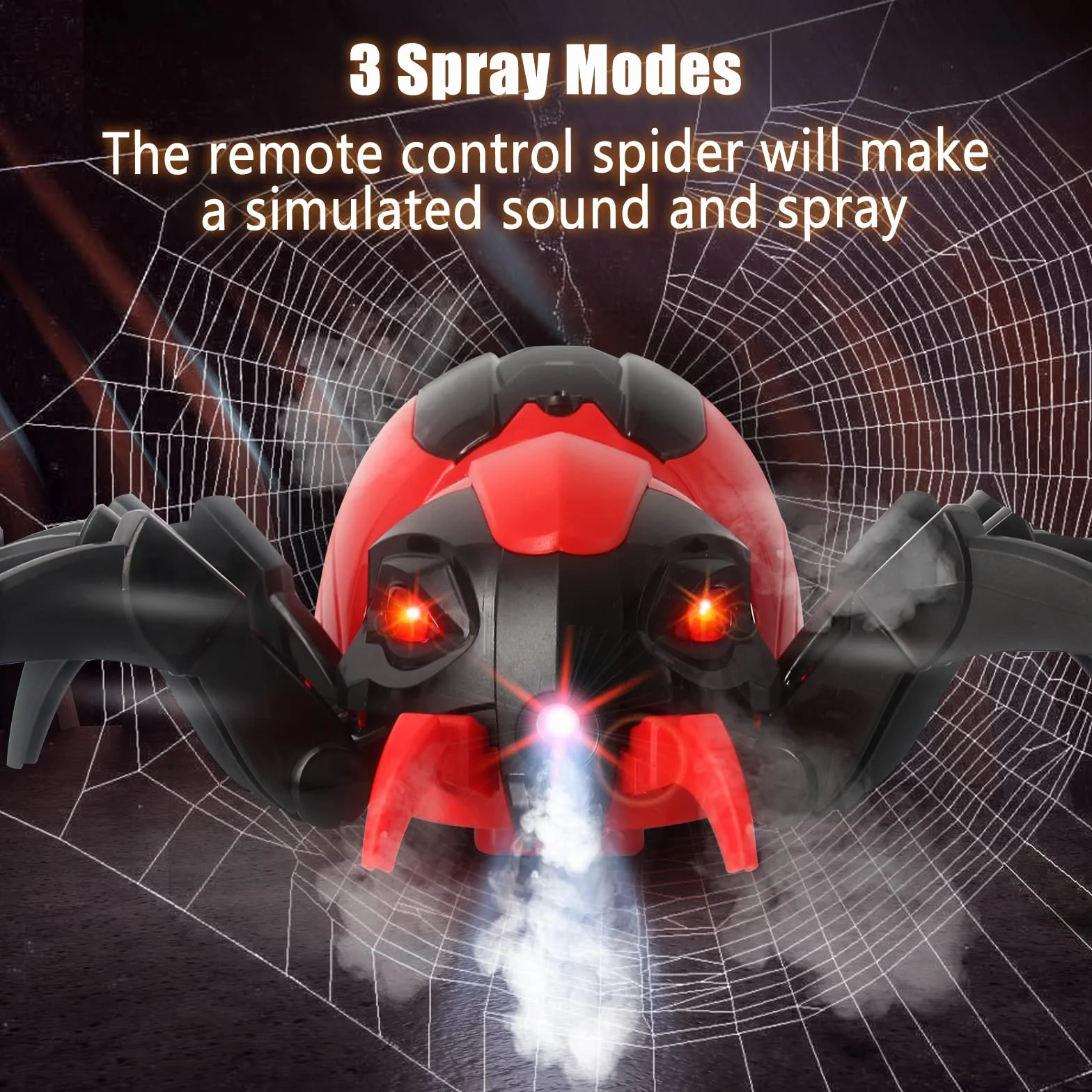 Télécommande Araignées Jouets pour Enfants - Véritable RC Spider, Effets musicaux, Lumières LED, 3 4 5 6 7 8 9 10 11 12 Ans garçons / Filles, Cadeau d'anniversaire Halloween Rouge