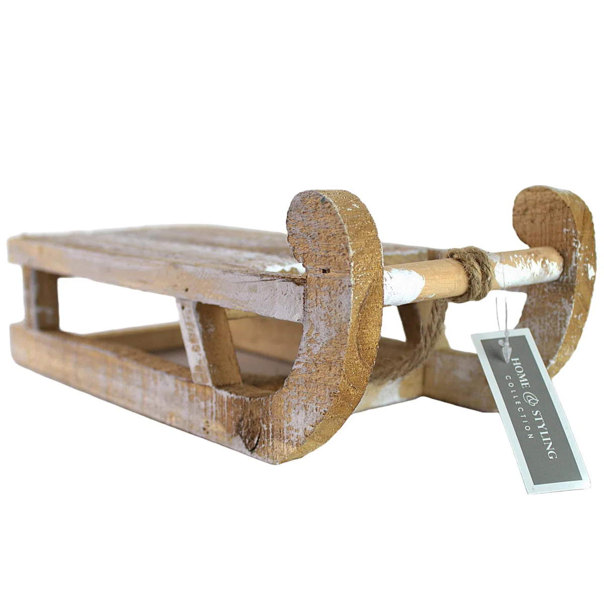 Générique Luge Bois Blanchi Corde Jute 30X14X11CM Beige