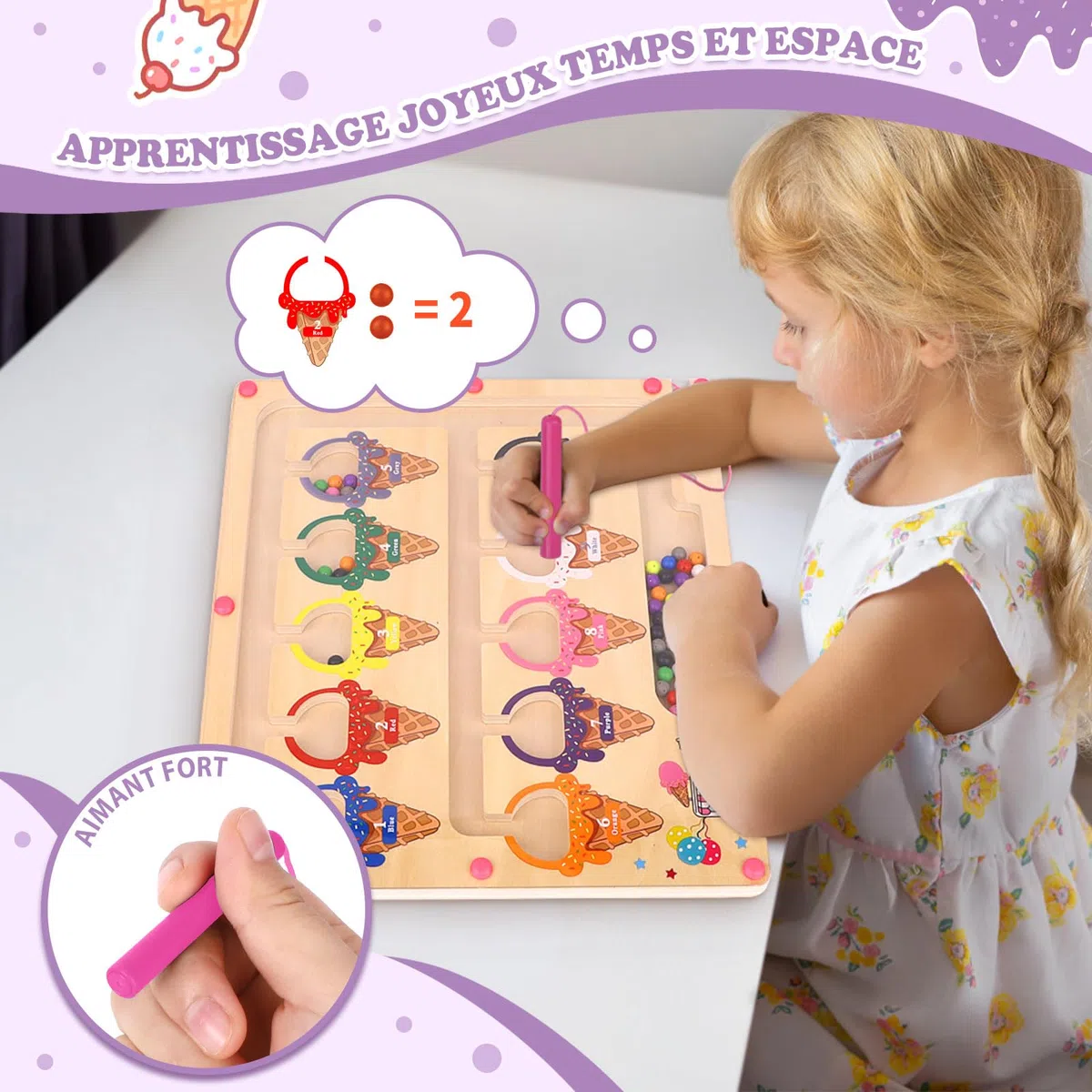Cadeau Jouet Jeux Fille 3 4 ans Jouets Montessori Enfants Labyrinthe Magnétique de Couleurs Et De Chiffres Jouets de Triage des Couleurs Jeux Jeu Jouet Cadeau Enfant Educatif Montessori 3 4 ans