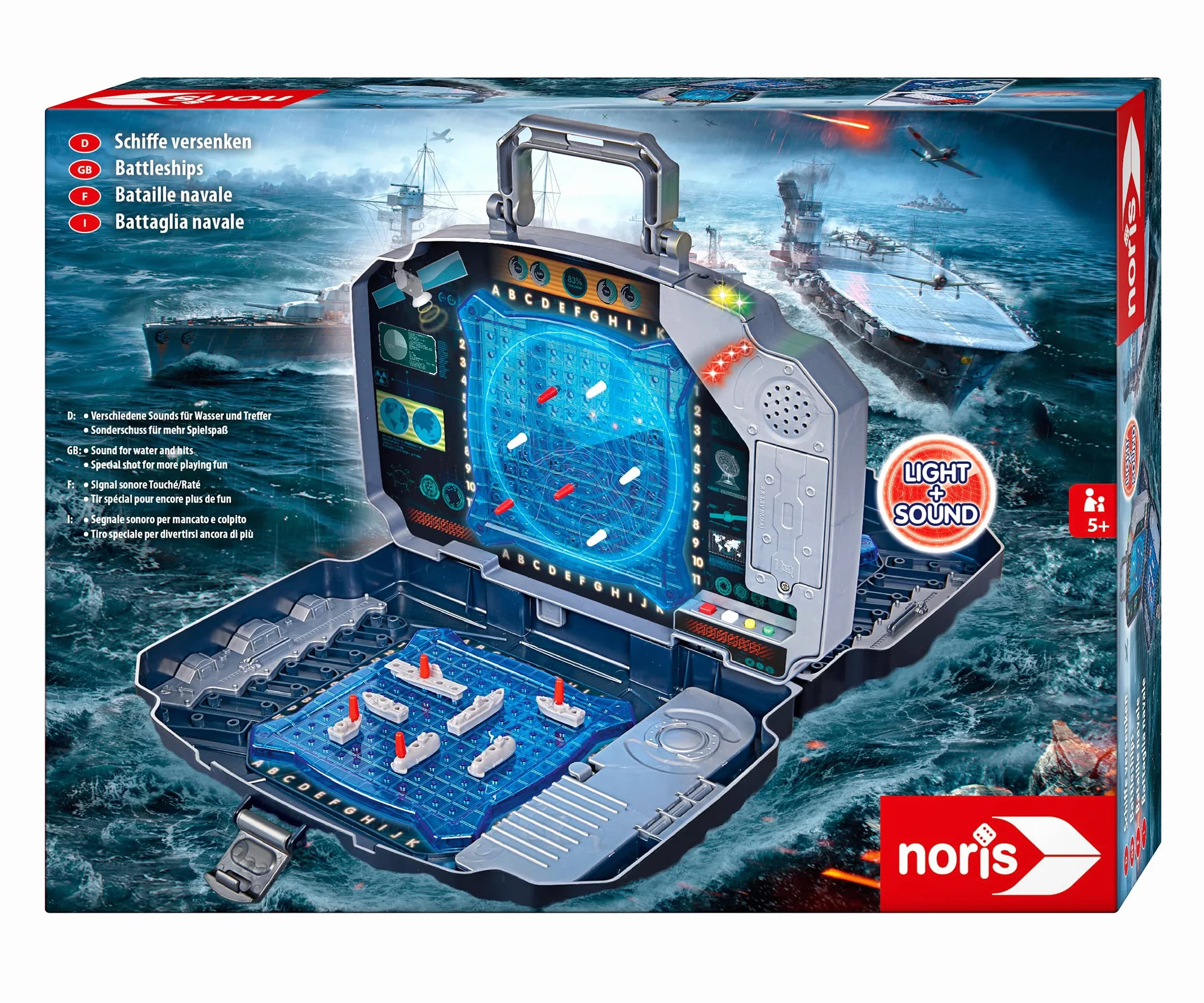 Noris 606104435 Jeu d'action Lumineux et sonore pour Toute la Famille à partir de 5 Ans, Rouge/Blanc