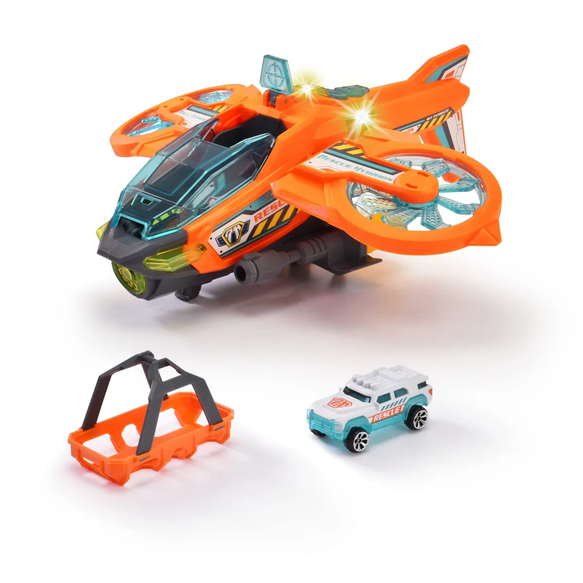 Dickie - Rescue Hybrids - Sky Patroller - Sons et Lumières - Véhicule Métal 1/64ème Inclus - Dès 3 Ans - 203794000ONL Multicolore