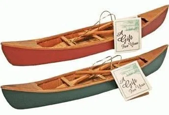 Canoë en Bois Fait à la Main avec pagaies Réplique Miniature (1 pièce) 27,9 cm