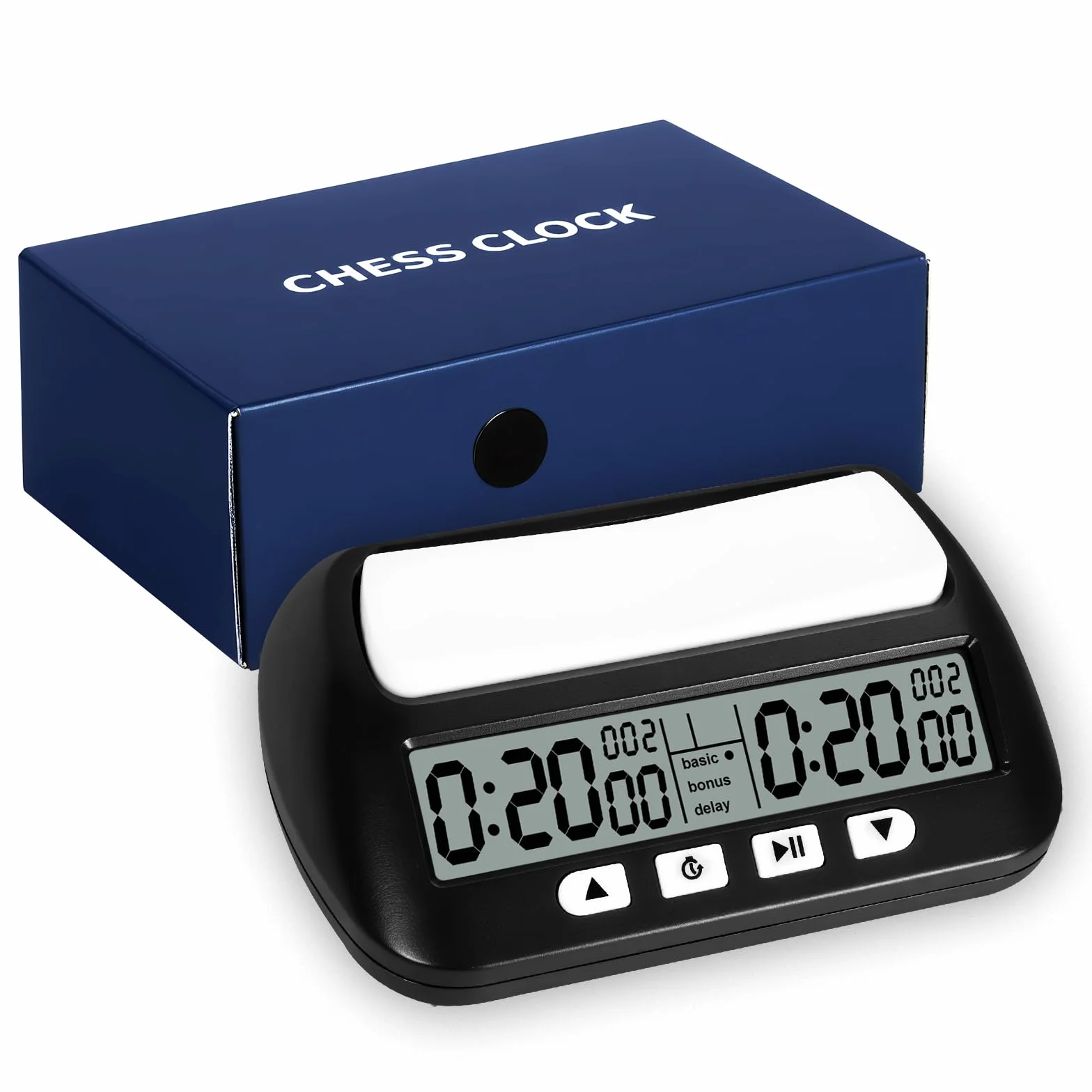 USHOP Horloge d'échecs Professionnelle​​,Minuteur d'échecs numérique Multifonction​​ – Compte à rebours/Bonus/délai,Commandes à 4 Boutons​​,​​Design compétition​​ pour Tournois et Jeux de société