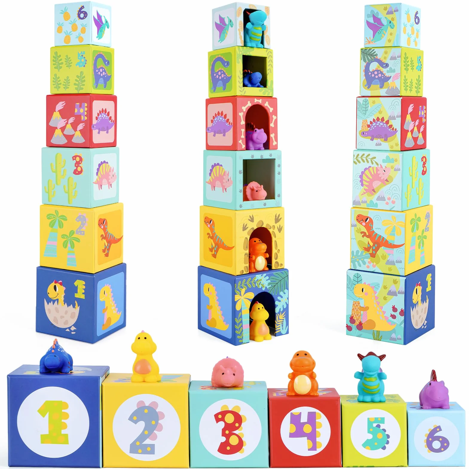 Jouet à Empiler Bébé Dinosaure de 1 an | Montessori 2 Ans | Jouet Bebe 12 18 Mois | Trier et Empiler Les Jouets de Motricité | Cadeau de Jouets Apprentissage pour Les Enfants en Bas Âge de 1 2 3 Ans