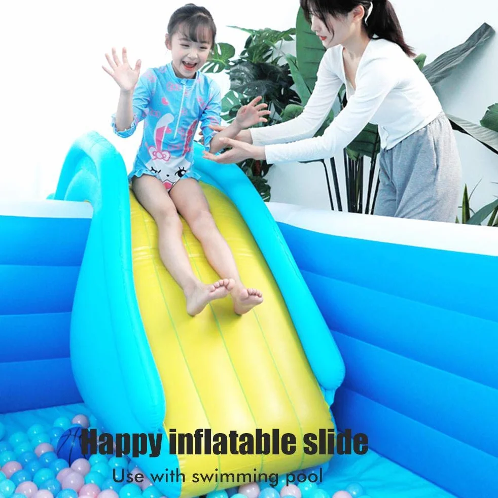 Toboggan Gonflable, Toboggan de Piscine, Marche de de Pataugeoire pour Piscine, Centre de Jeu Gonflable, Accessoires de pour Garçons et Filles, Jeu d'été pour Extérieur et Intérieur (Bleu)