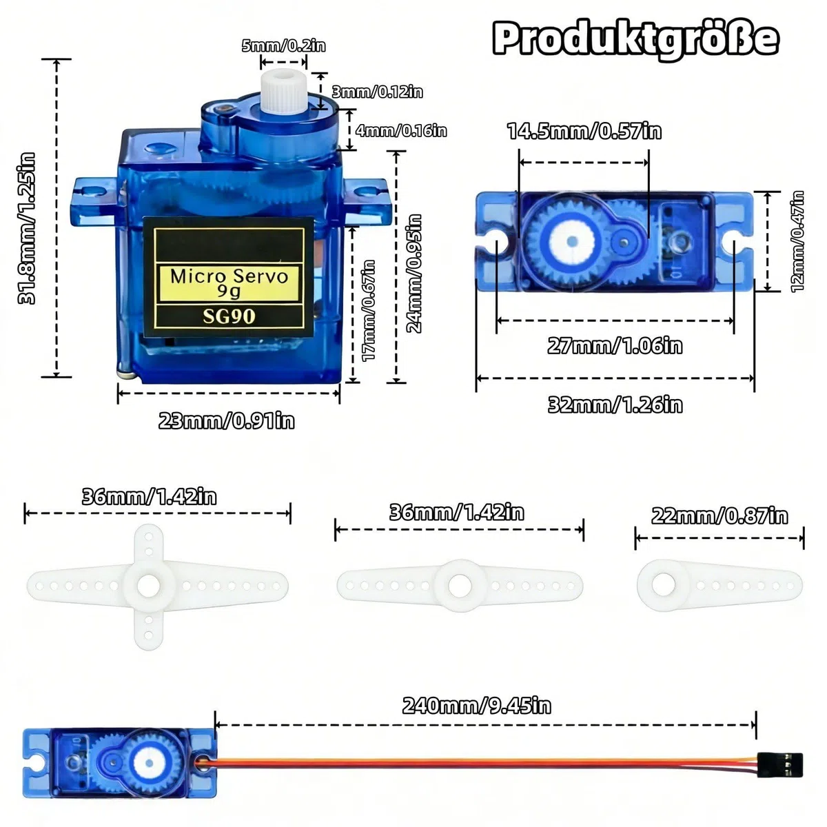 Lot de 12 mini servomoteurs 9G - Pour Arduino - Contrôle avec câble - Pour robot radiocommandé, bras, avion, hélicoptère, bateau