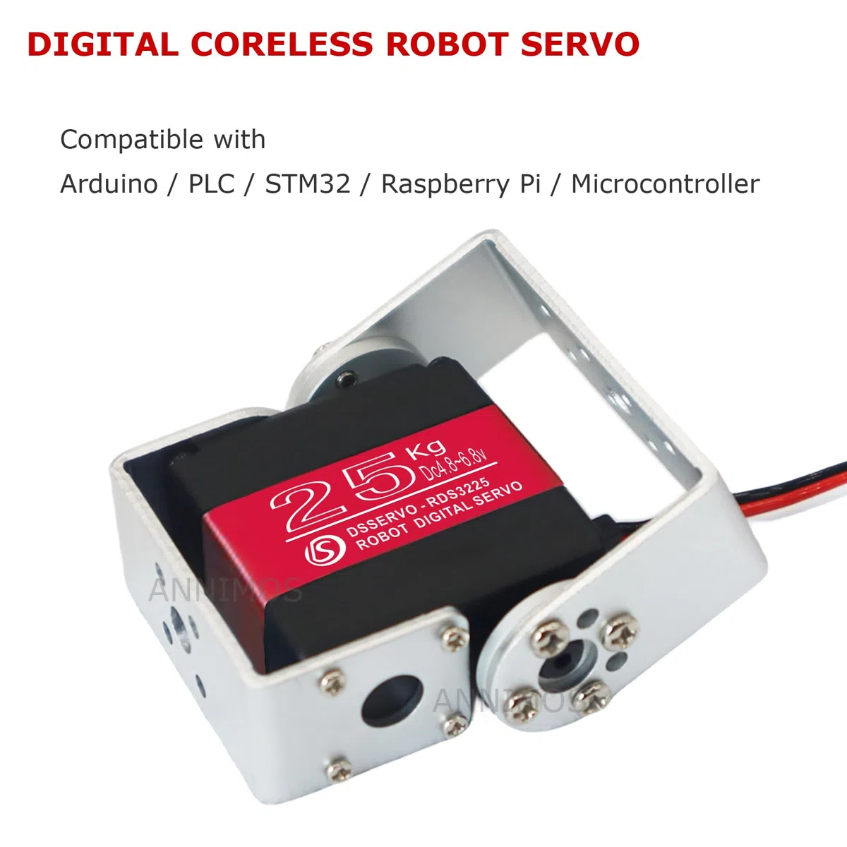 25KG Servo Moteur Robot Servos de direction numérique à engrenage métallique à couple élevé avec supports de montage