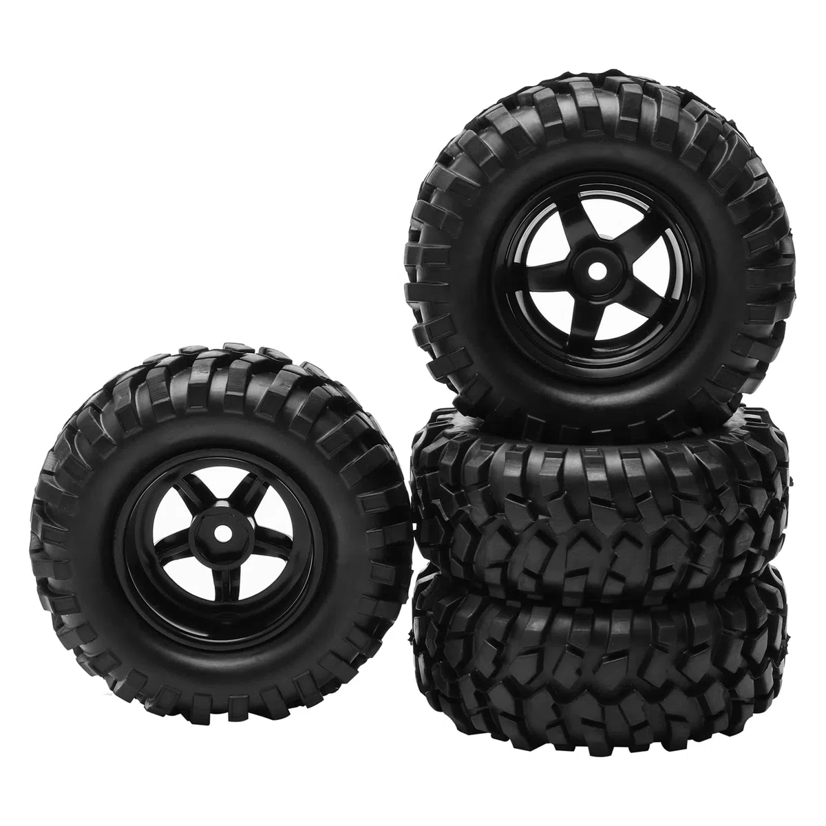 RC Lot de 4 pneus en caoutchouc pour buggy 1:10 à 5 rayons pour RC HSP 1/10 tout-terrain
