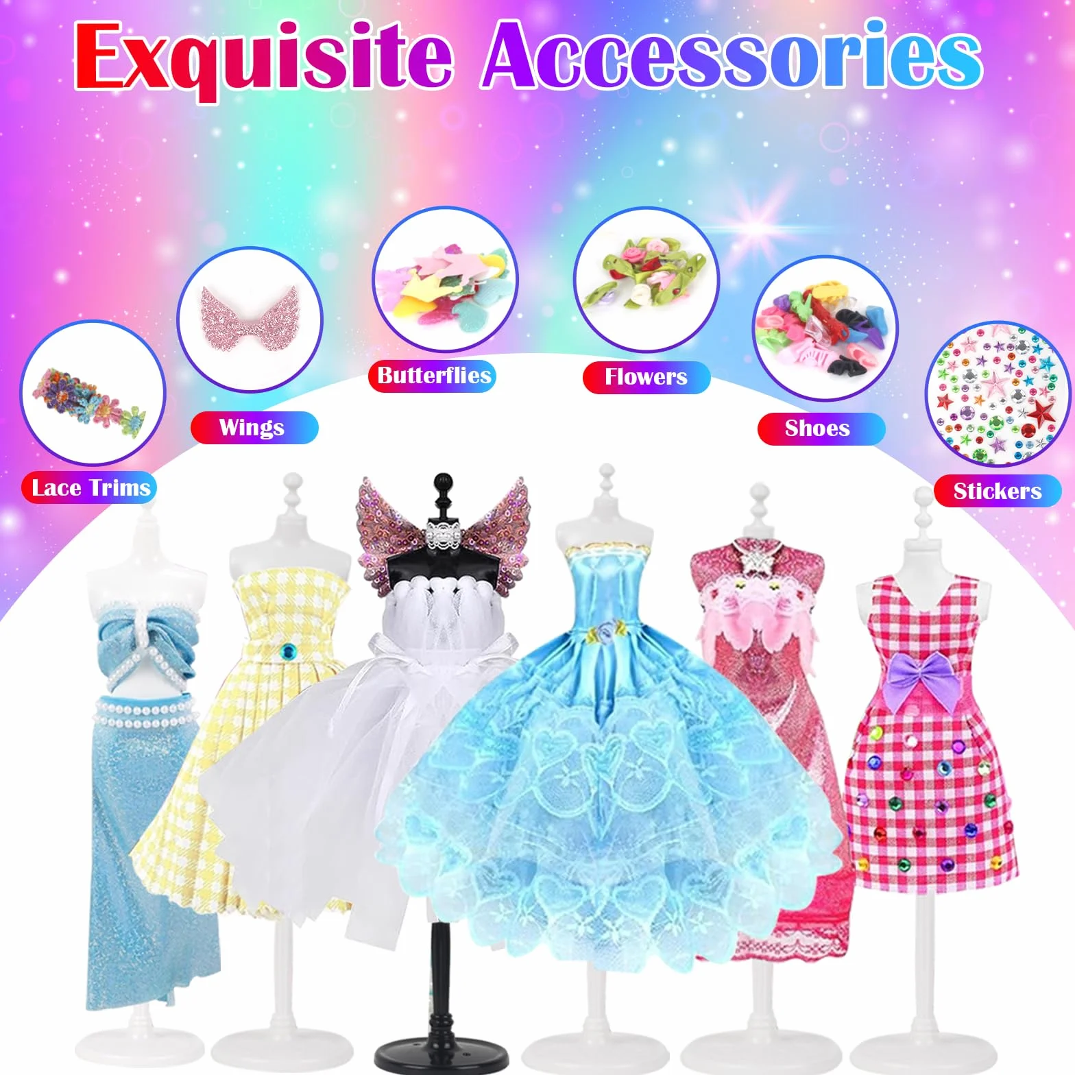 YOCOLE 1000+ Fashion Design Kit, Création de Mode Couture Enfants avec 5 Mannequins, Loisirs Créatifs Activites Manuelles avec Carnet de Croquis, Cadeau D'anniversaire Fille 6 7 8 9 10 11 12 Ans