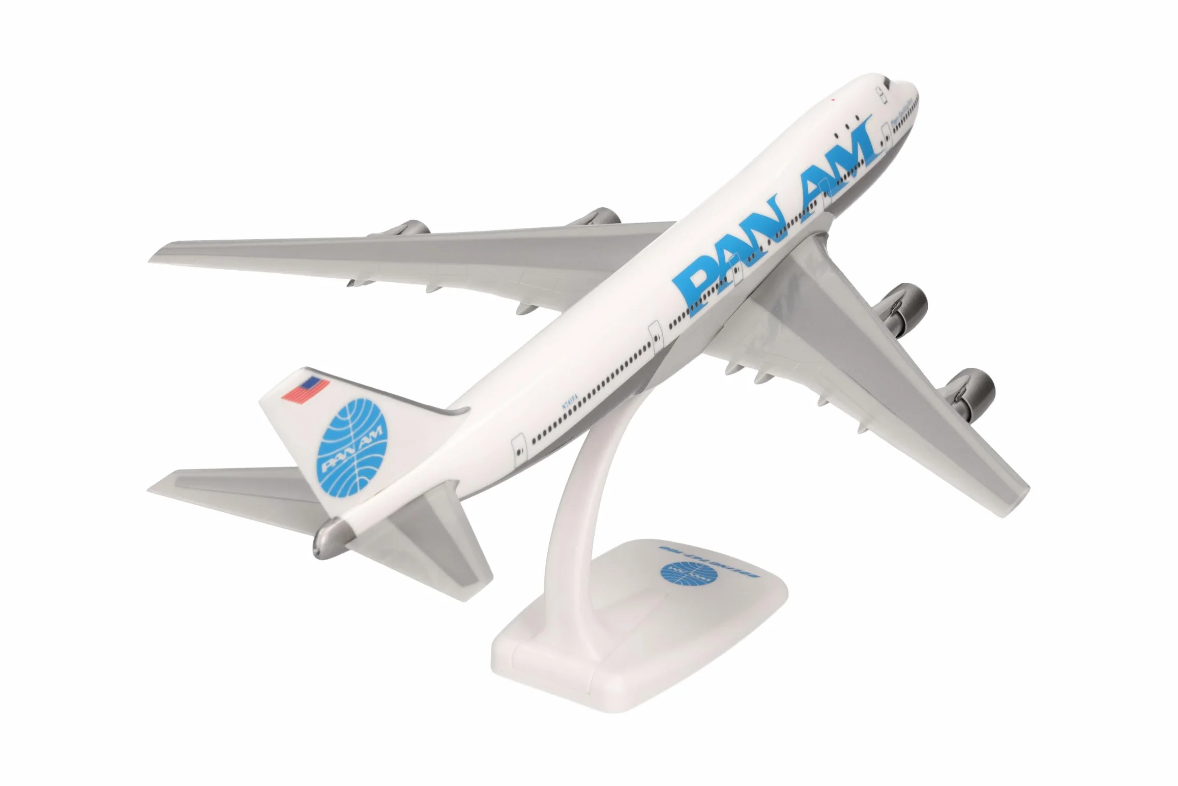 Herpa Snap-Fit modèle réduit Avion Pan Am Boeing 747-100, Miniature à l'échelle 1:250, pièce de Collection, modèle avec Socle, Plastique