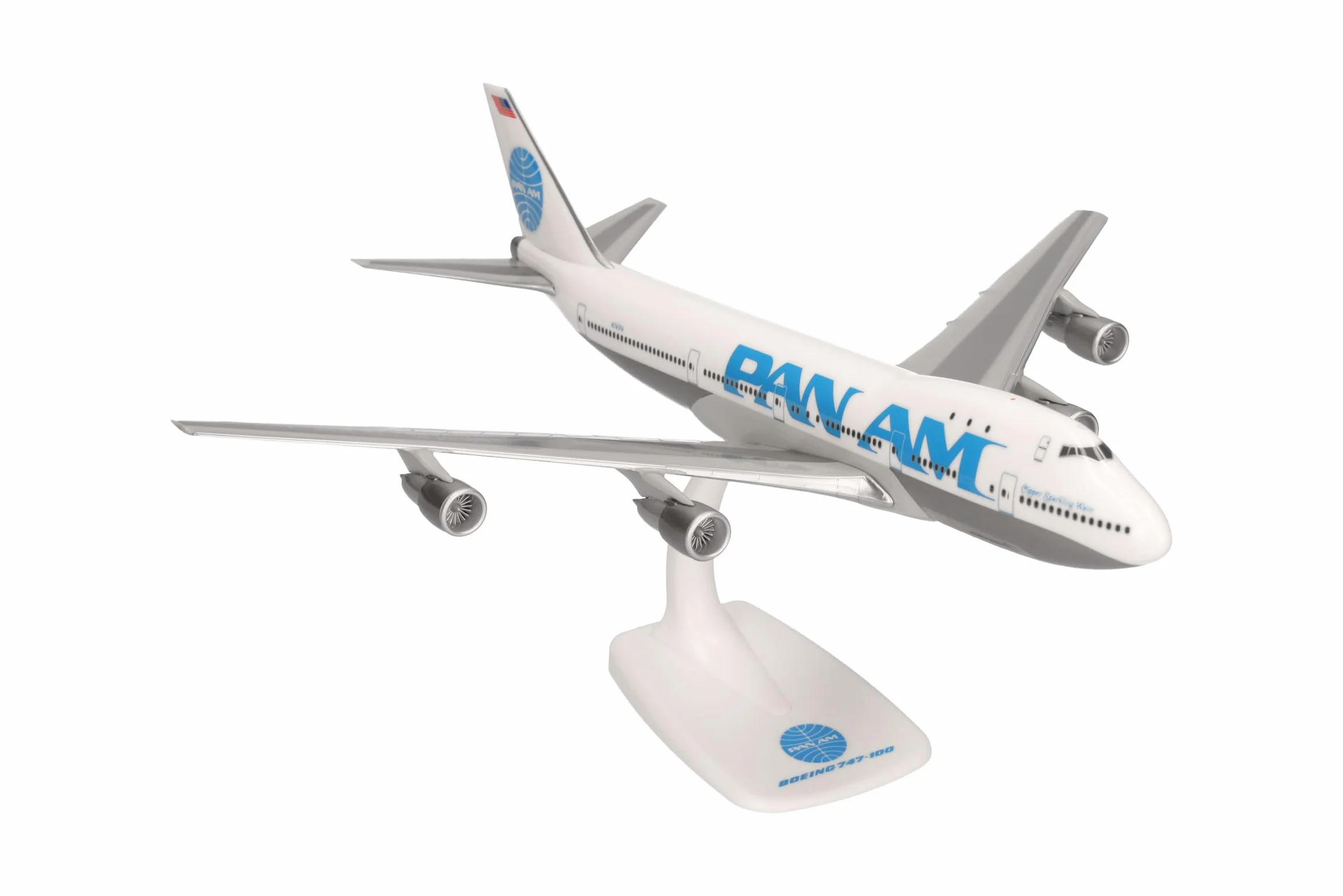 Herpa Snap-Fit modèle réduit Avion Pan Am Boeing 747-100, Miniature à l'échelle 1:250, pièce de Collection, modèle avec Socle, Plastique