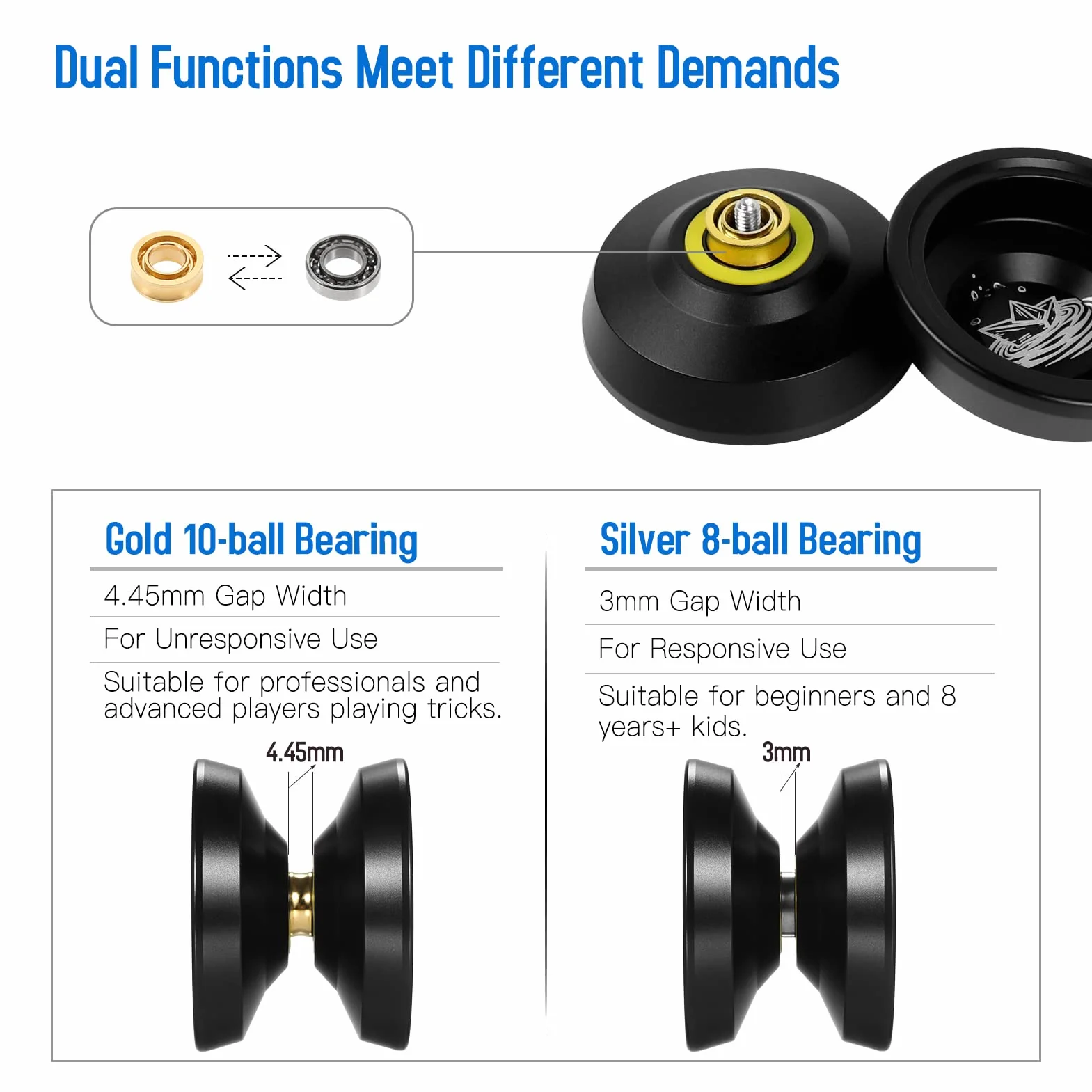 Yo-Yo Boule en Aluminium - Cadeau Compétitif avec Cordes pour Roulements Et