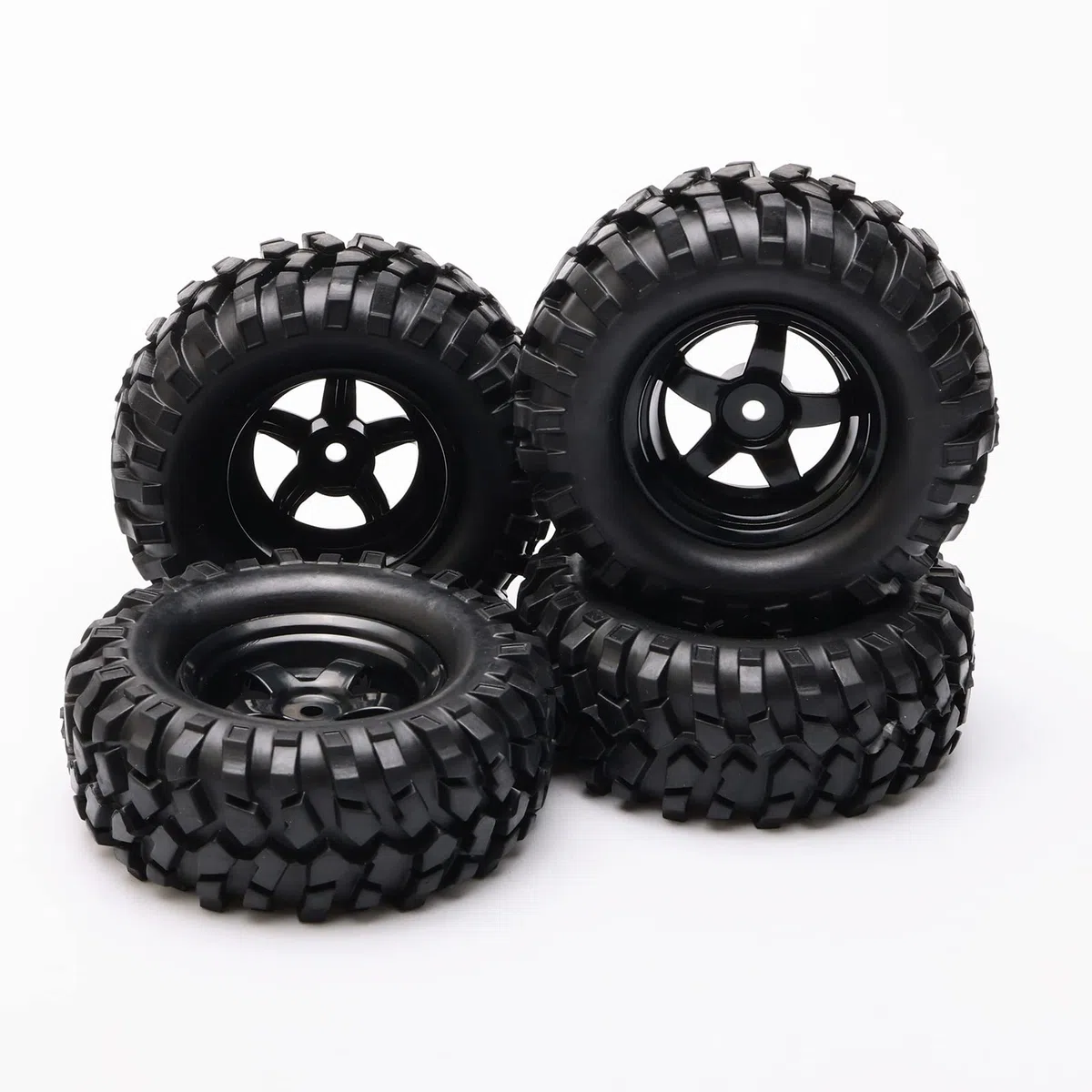 RC Lot de 4 pneus en caoutchouc pour buggy 1:10 à 5 rayons pour RC HSP 1/10 tout-terrain