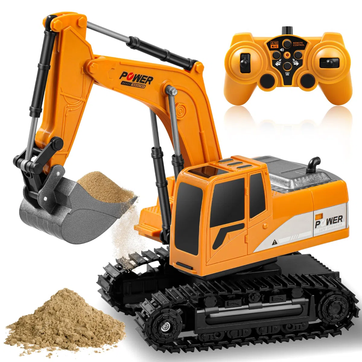 Excavateur Rc pour Enfants de 3 à 5 Ans, Jouet excavateur télécommandé, Jouet hydraulique pour garçons de 4 à 7 Ans, Voiture de Construction avec 60+Minutes de Temps de Jeu, Son et lumière.