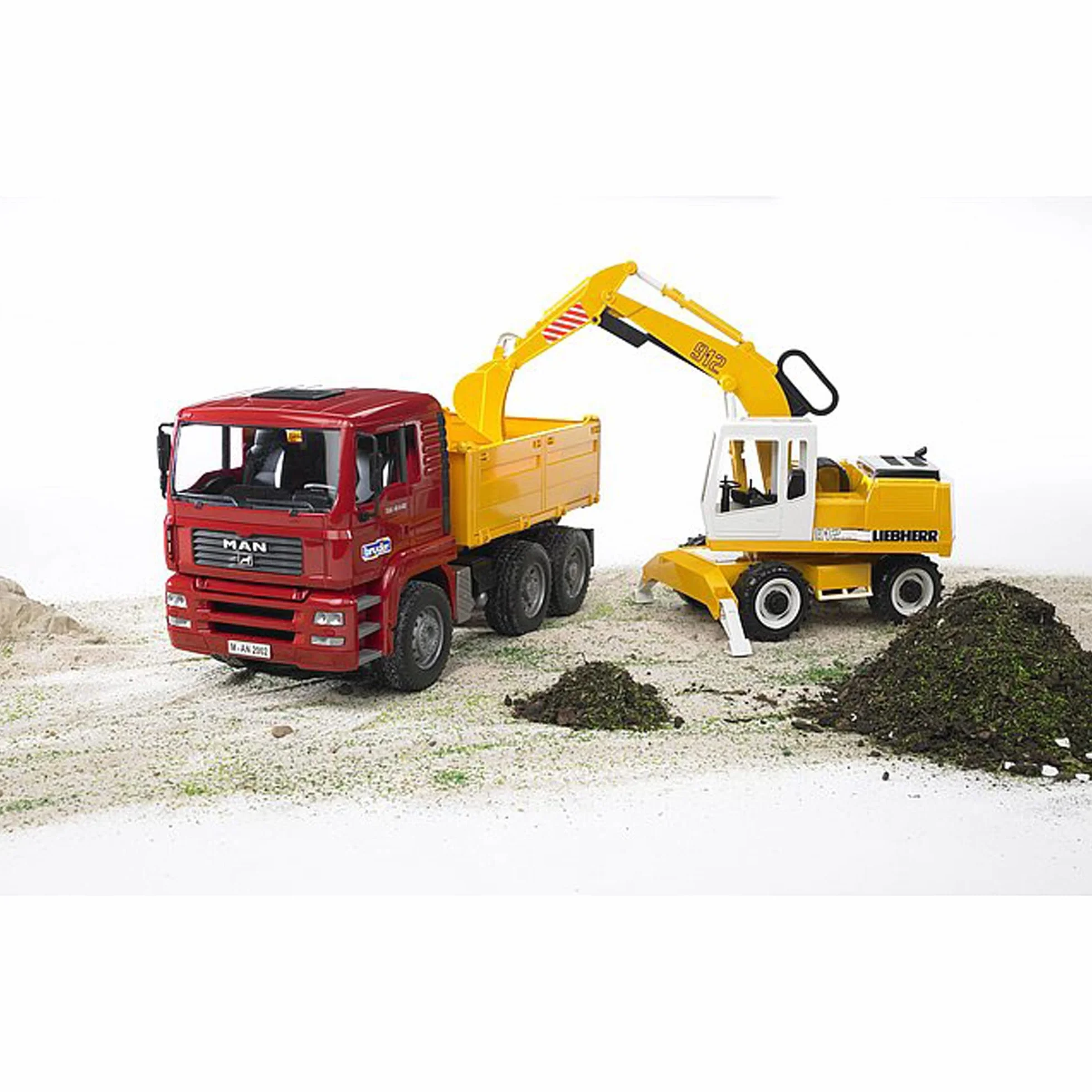 bruder 02426 - Liebherr Pelleteuse - 1:16 Chantier, Véhicule de construction, Pelleteuse, Ouvrier, bworld, Machine de construction, Jouet, Jaune/Multicolore