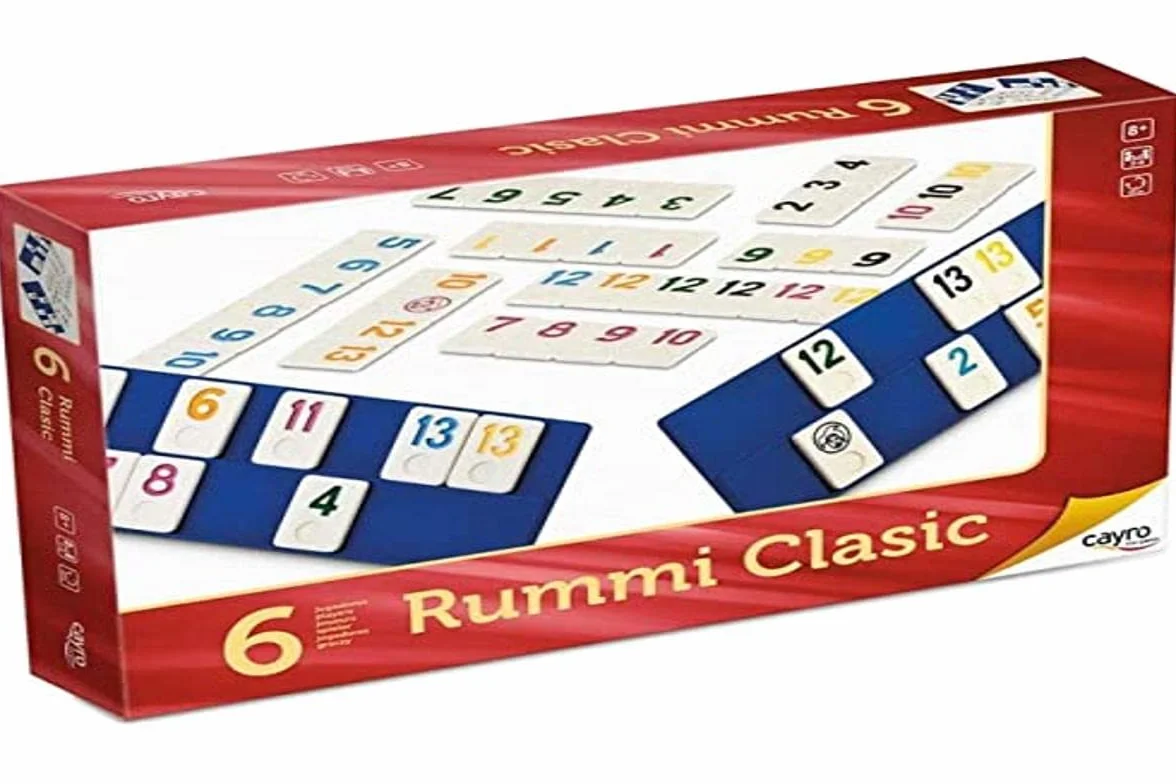 Cayro - Rummi - + 8 Ans - Modèle Classique - Jeux De Société Amusants pour Enfants Et Adultes - 159 Pièces, 1 Sac en Tissu Et 6 Supports - 2 À 6 Joueurs