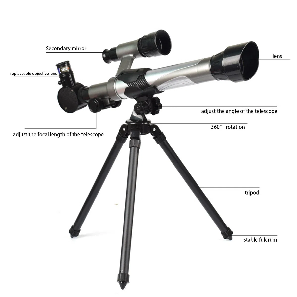 Télescope d'astronomie pour Enfants - Télescope réfracteur avec trépied - Jouet d'exploration Scientifique et pédagogique pour Enfants débutants