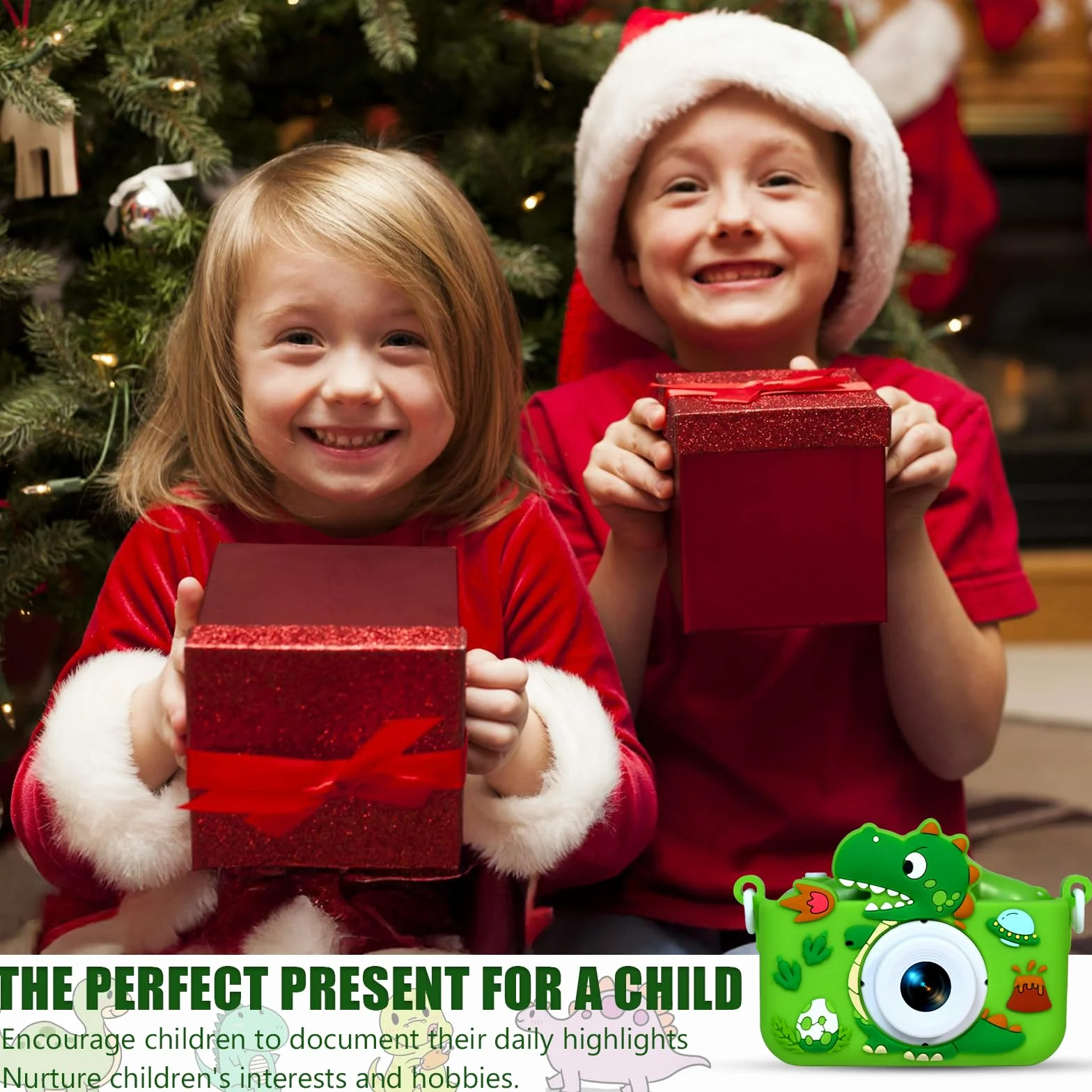 Appareil Photo Enfant, 2.0 Pouces Enfant Appareil Photo Numérique, HD 1080P Mini Caméra Enfant Selfie Apareille Photo 32G, Cadeaux Noë l& Anniversaire pour Enfants de 3 à 12 Ans (Vert)