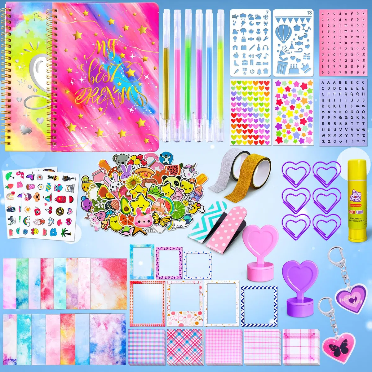 PATIFEED Kit de Journal à Faire Soi-Même pour Filles, Lot de 2 Journaux pour Adolescentes, Fournitures de Scrapbooking et D'agenda pour Enfants de 8 à 14 Ans