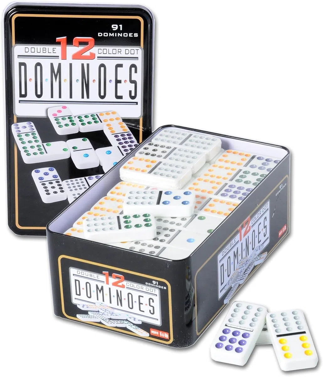 Domino Jeu de Table ou Domino Professionnel 28-91 Pièces avec Boîte Métallique Classique Sophistiqué et Toujours Divertissant Ajoutez du Style à Vos Moments de Stratégie (91)