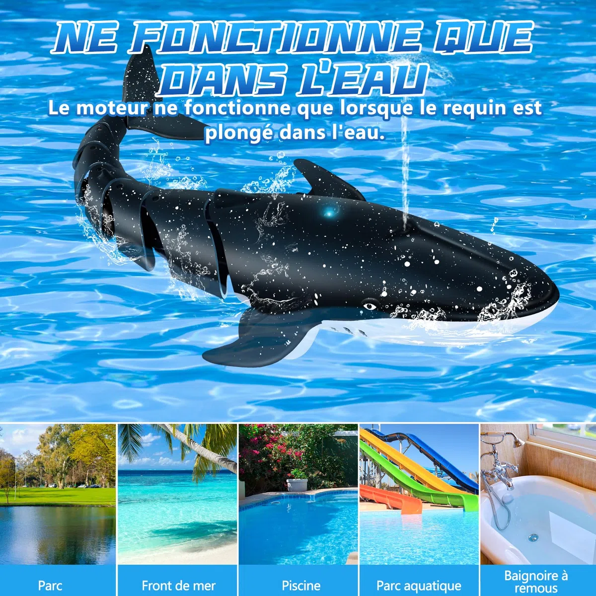 IEEILULU Baleine Télécommandée 2.4 GHz USB, Jouet RC Piscine Lac - Cadeau Garçons Filles 6+
