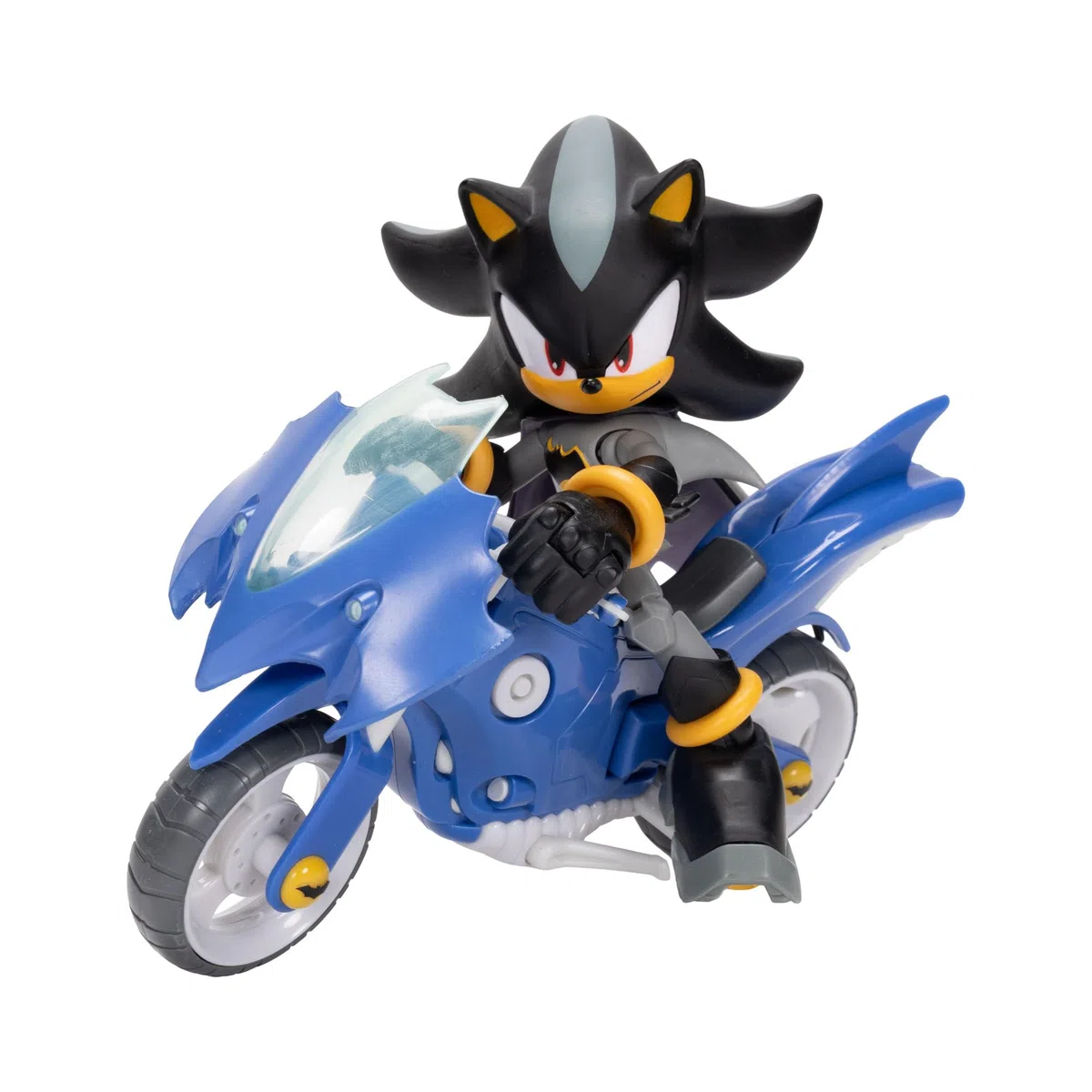 Coffret Figurine articulée DC x Sonic Shadow en Batman et Batcycle, Jakks Pacific, Comprenant Une Figurine Shadow de 12,7cm & Un véhicule interactif avec Roues Mobiles et béquille Fonctionnelle.