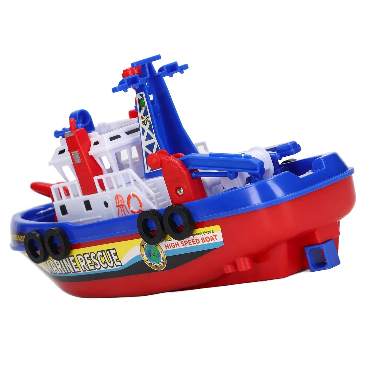 Bateau de pompiers avec pulvérisation d'eau automatique, lumière musicale éducative, bateau de bain électrique pour enfants, jouet pour garçons et filles