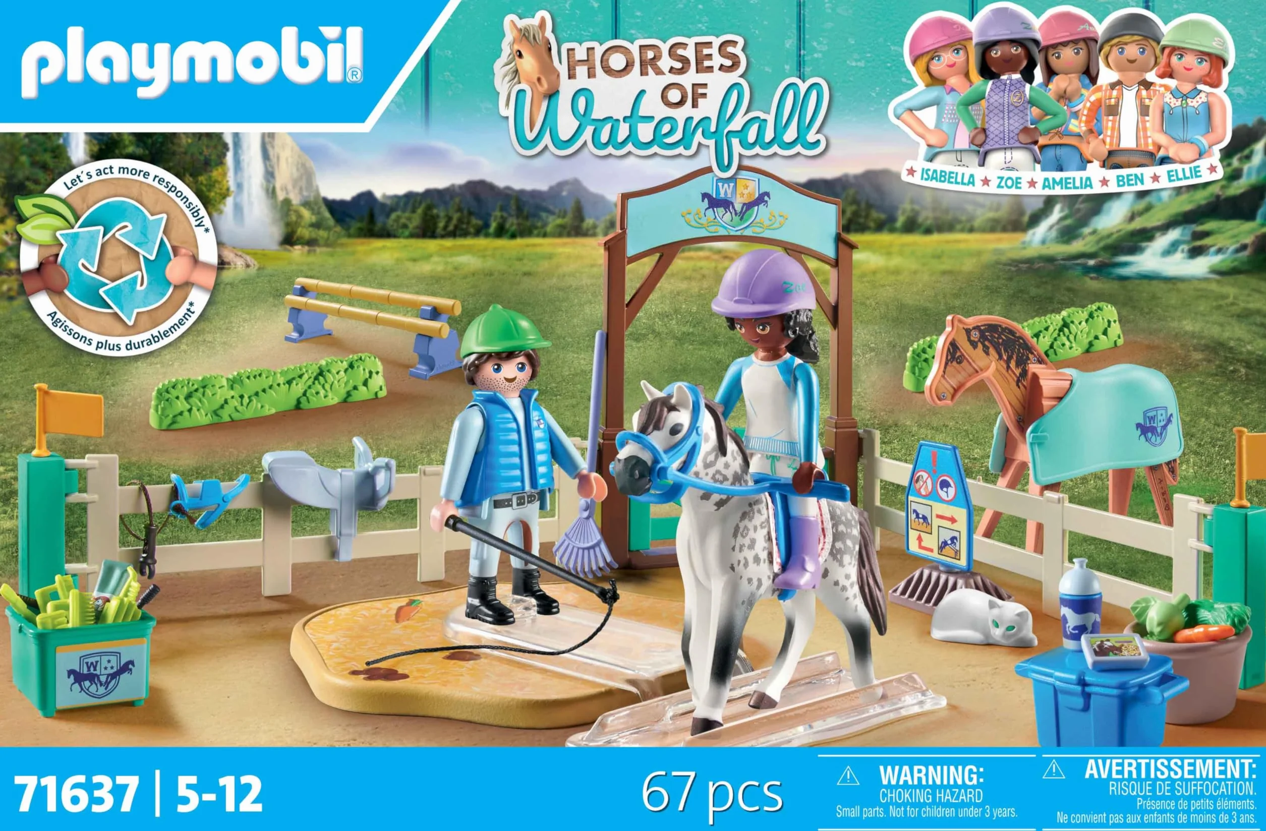 Playmobil 71637 Ecole d'équitation - Horses of Waterfall - Comprenant Un Plateau tournant, Un Cheval et des Accessoires d'équitation variés - Dès 5 Ans
