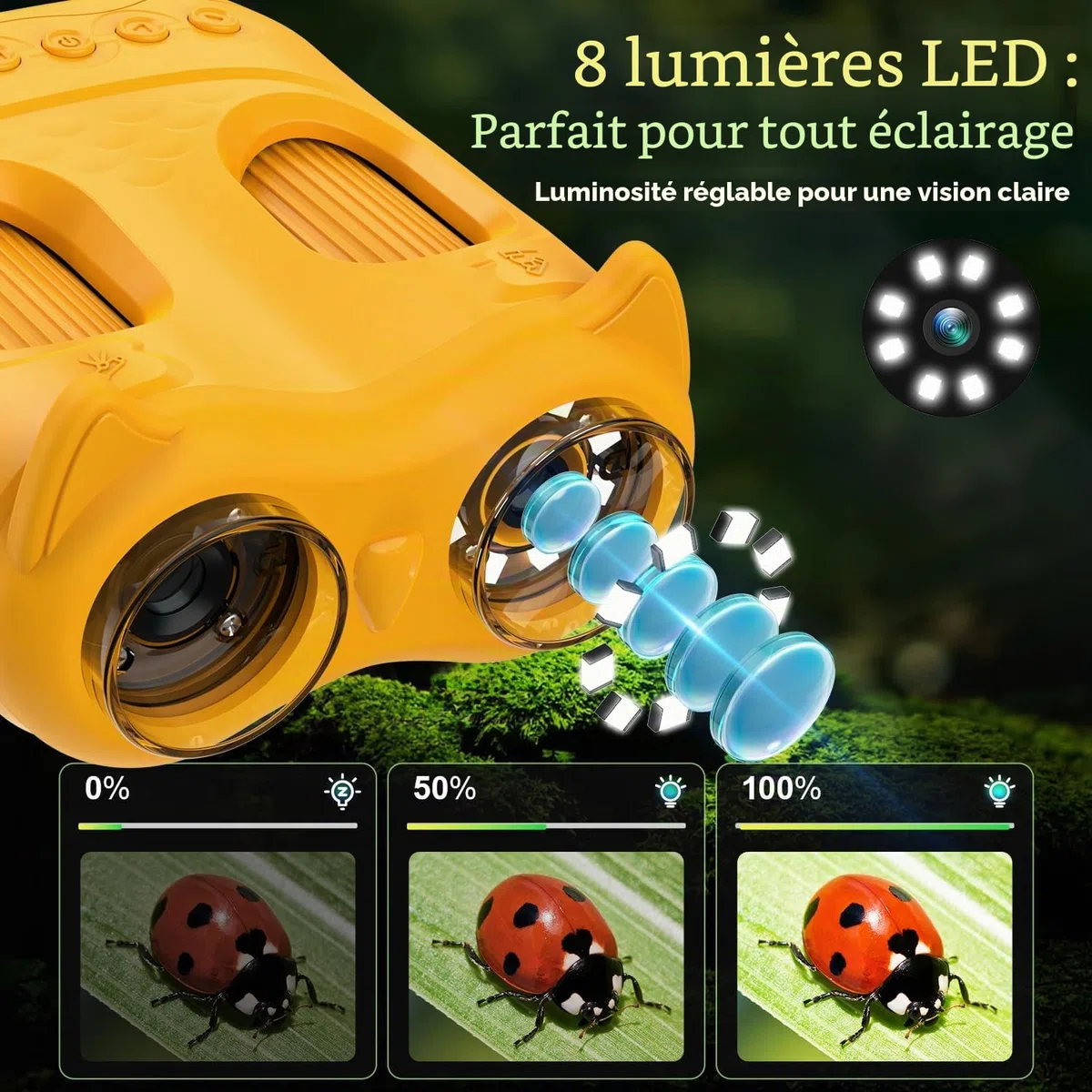 Microscope numérique portable BNISE pour enfants 1000X : kit 2 en 1 avec microscope et télescope pour enfants avec écran IPS de 2,0 pouces - Jouets STEM, cadeaux d'anniversaire pour filles, garçons