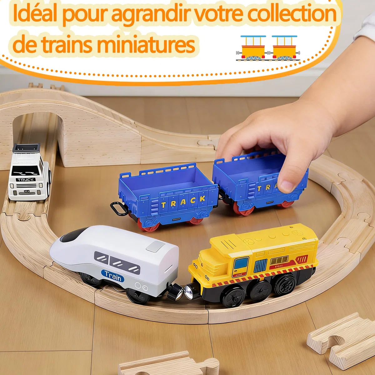 Kit de rails en bois, compatible avec tous les accessoires de chemin de fer en bois et rails en bois, robustes et durables, kit d'extension pour modélisme, jeu créatif pour enfants à partir de 3 ans