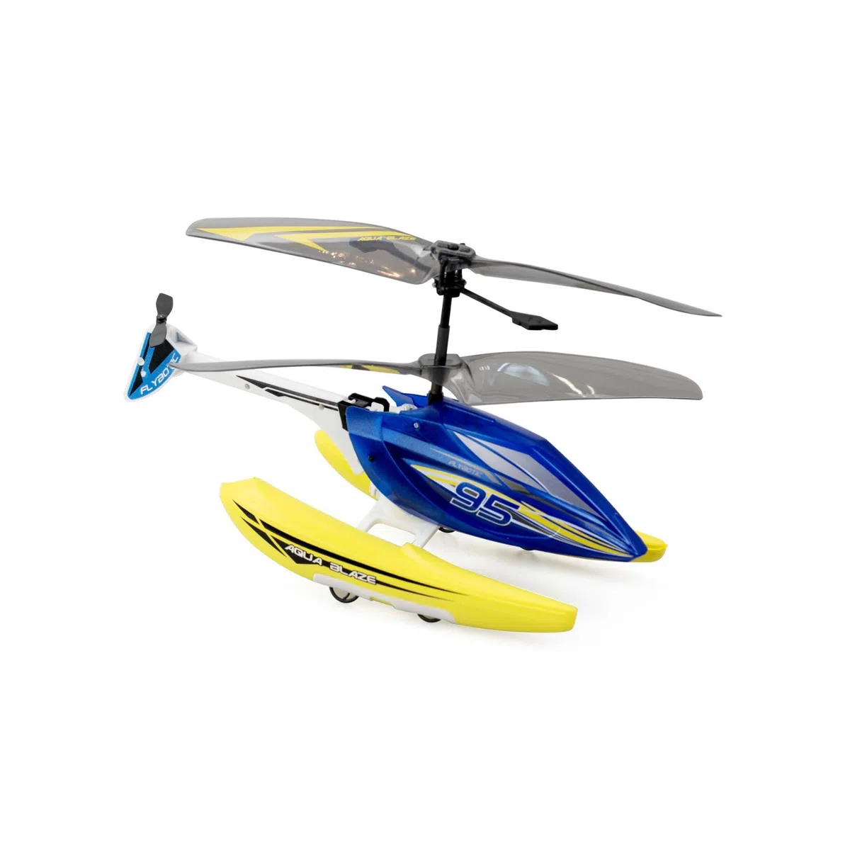 FLYBOTIC - Hélicoptère télécommandée Amphibie 3 en 1 Aqua Blaze - Pilotage Facile - Vole et Glisse sur l'Eau - Batterie Recharge Usb - Piles Télécommandes Non Inclues - Idée Cadeau Enfant Dès 8 Ans
