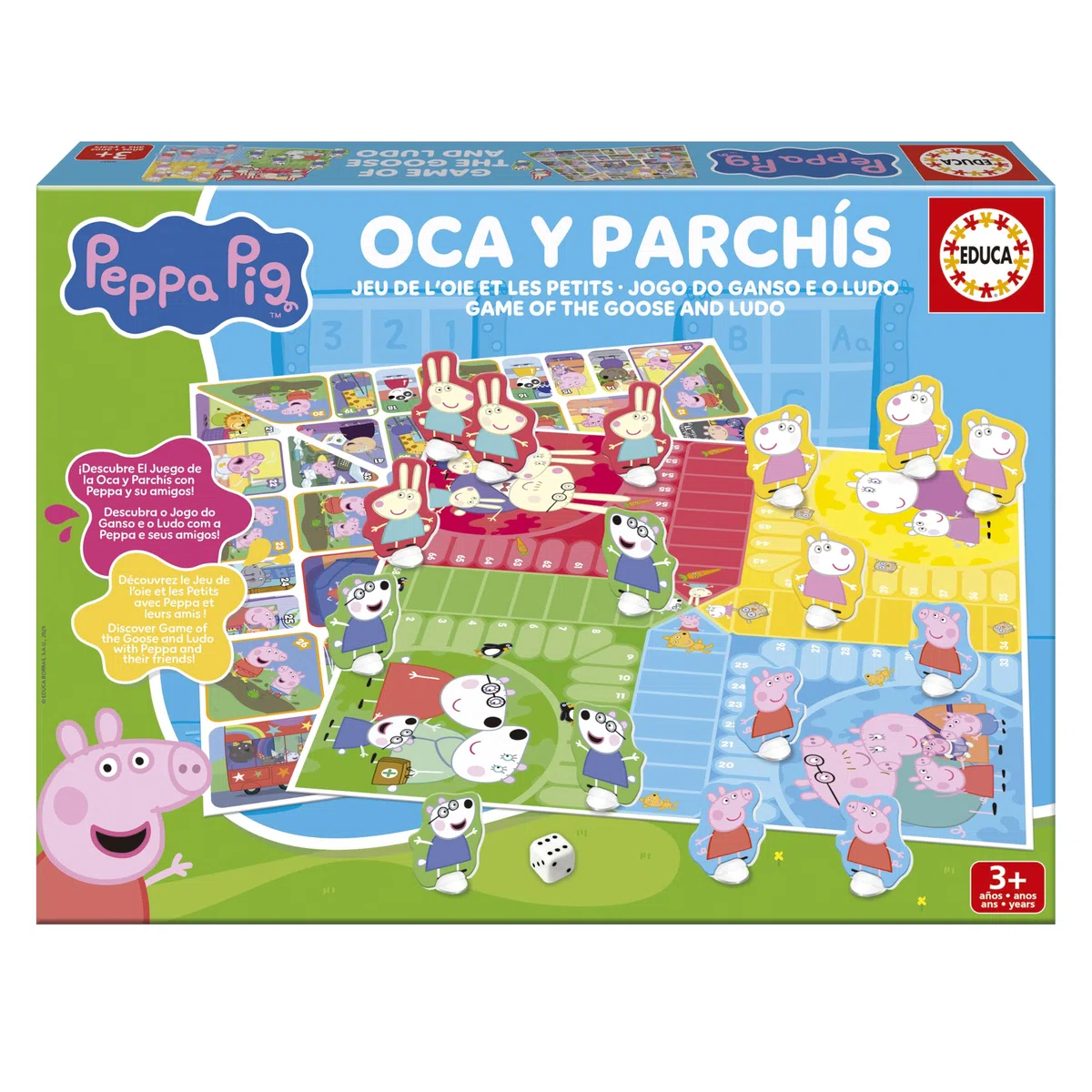 Educa - Jeu de société Peppa Pig et l'Oie pour Enfants 4 Ans. Comprend 16 Figurines 3D. À partir de 4 5 6 Ans (20437)
