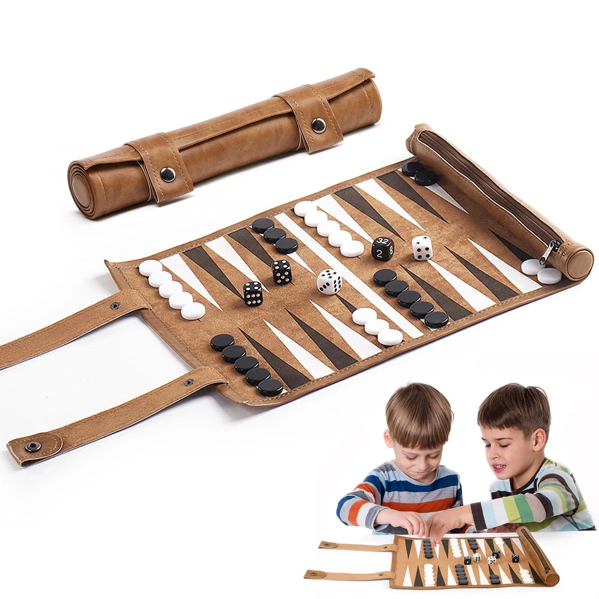 Backgammon Portables Bagamon de Voyage pour Adultes et Enfant (32 x 26 cm)