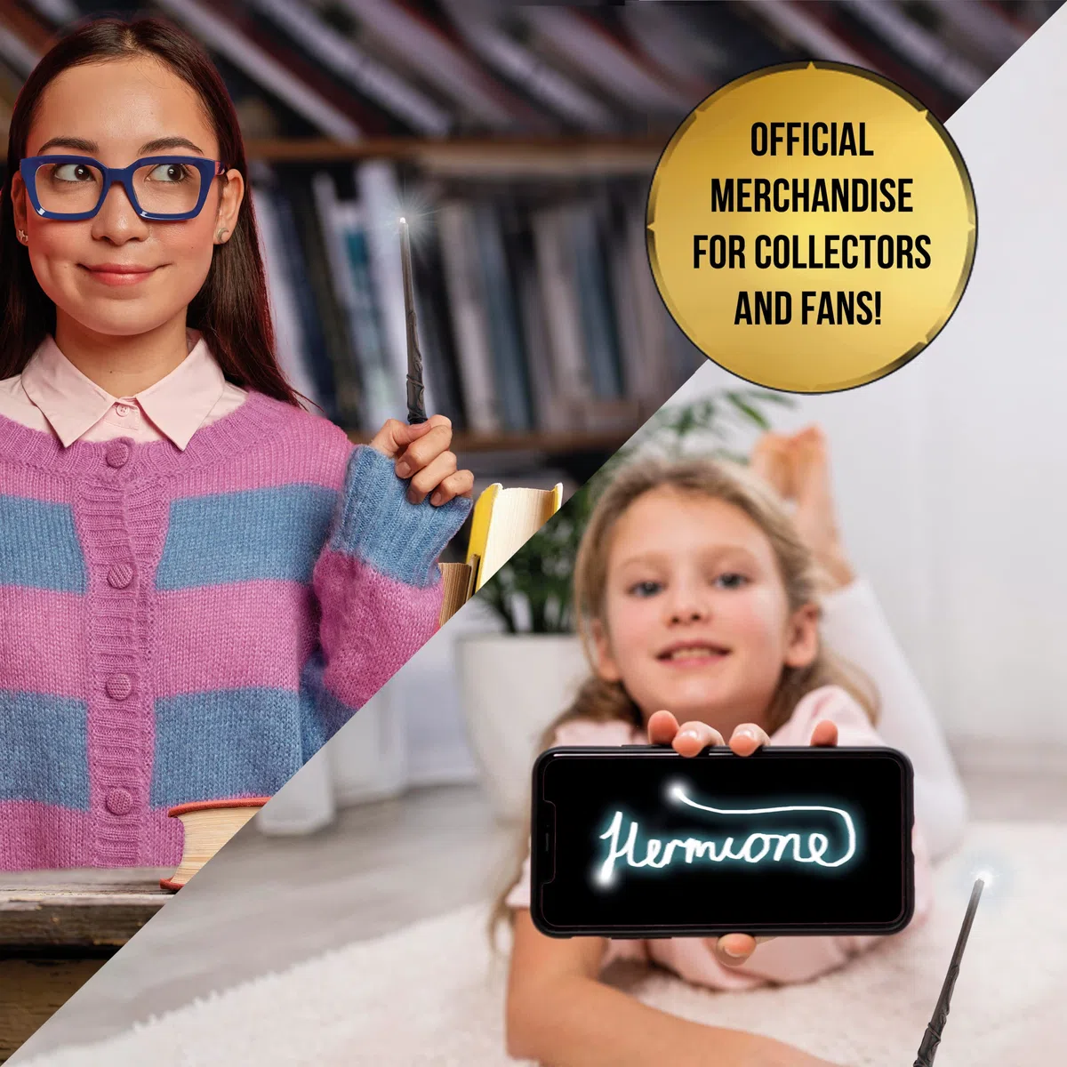 Hermione Granger Lumos Wand 7' Light-Up , Official Wizarding World Harry Potter Gifts, Toys and Collectables , Role Play or Dress-up Costume Accessory for Fans, Girls and Boys, Ages 6 to Adult