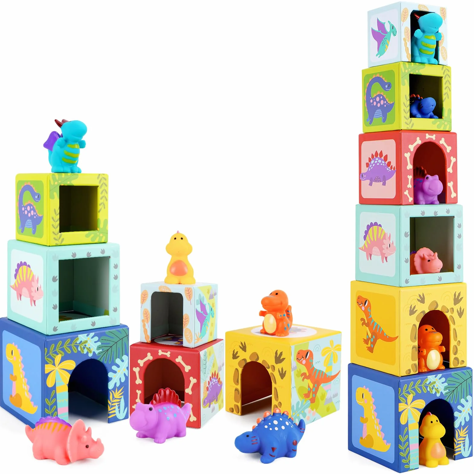 Jouet à Empiler Bébé Dinosaure de 1 an | Montessori 2 Ans | Jouet Bebe 12 18 Mois | Trier et Empiler Les Jouets de Motricité | Cadeau de Jouets Apprentissage pour Les Enfants en Bas Âge de 1 2 3 Ans