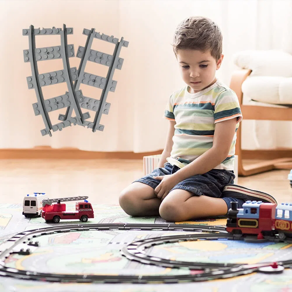40 Pièces Rails de Blocs de Construction de la Ville, Accessoires d'Extension City Train, Rails de Ville pour Cadeau Enfants