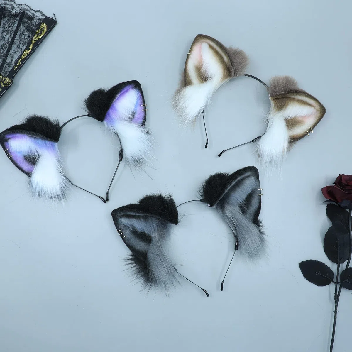 Dodheah Oreilles de Renne Bandeau de Noël Bandeau Oreille de Chat Loup Oreille de Chien Renard Anime Cosplay Adultes