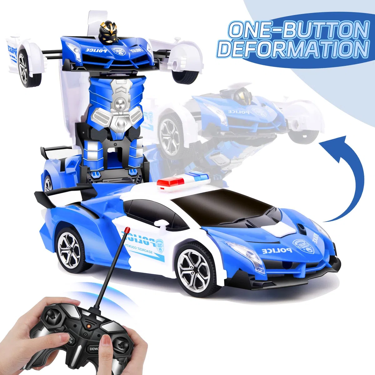 Voiture télécommandée, Voiture Enfant Transformable, 2 en 1 Robot 1:18, Jouet Garçon Fille Enfant de 3 à 12 Ans, Cadeau Noel pour Enfants, Cadeaux d'anniversaire