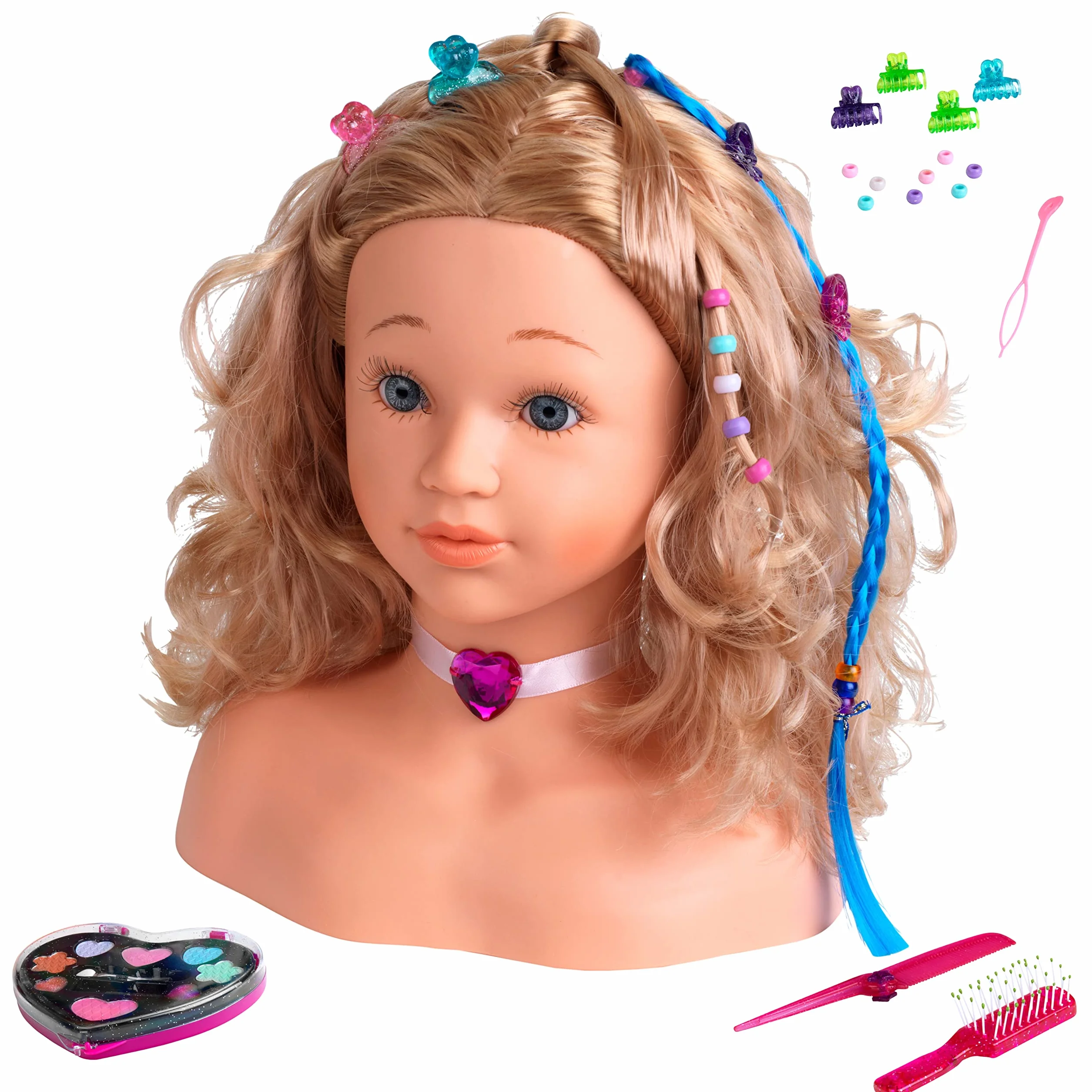 Klein 5240 Tête à coiffer et à maquiller Princess Coralie | Avec barrettes, maquillage testé dermatologiquement, et de nombreux autres accessoires | Dimensions : 23,5 cm x 13 cm x 27 cm | Dès 3 ans
